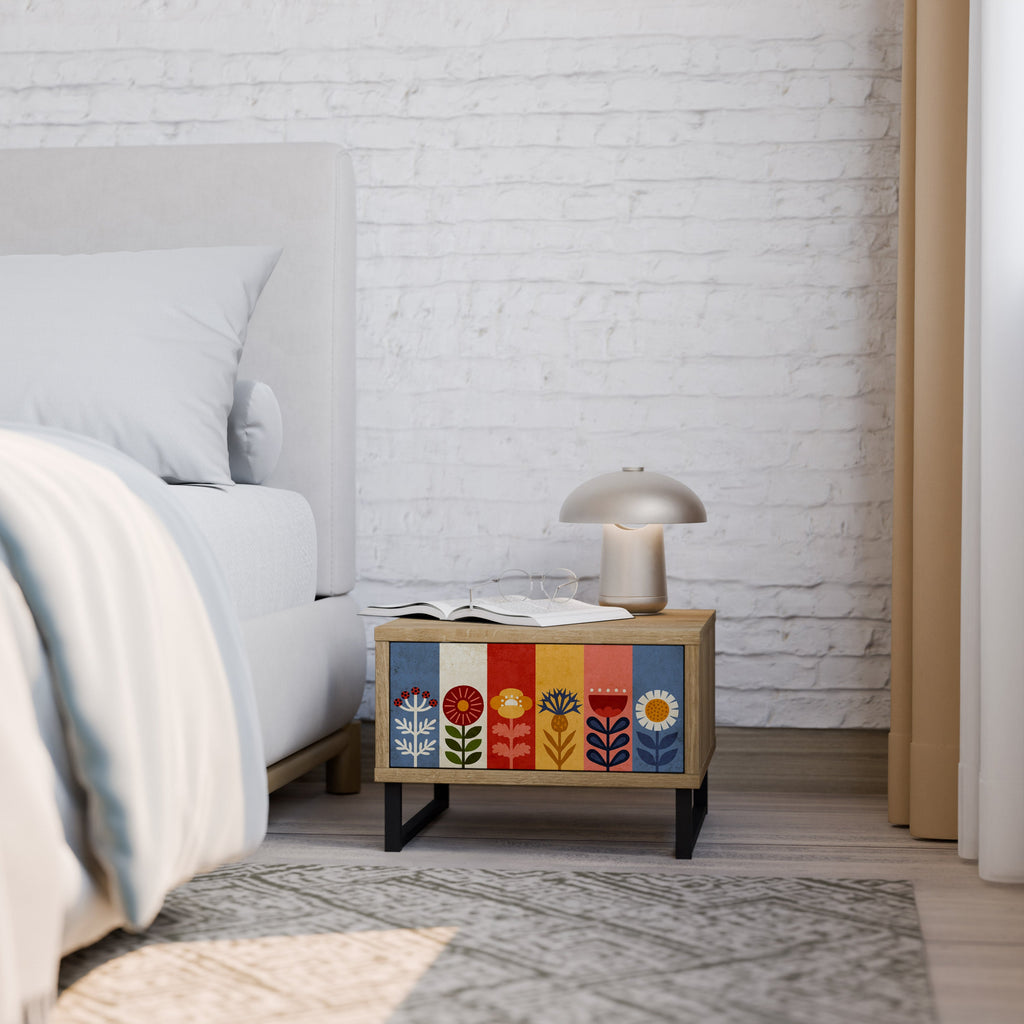 SCANDIC FLOWERET Nightstand in Oak Effect