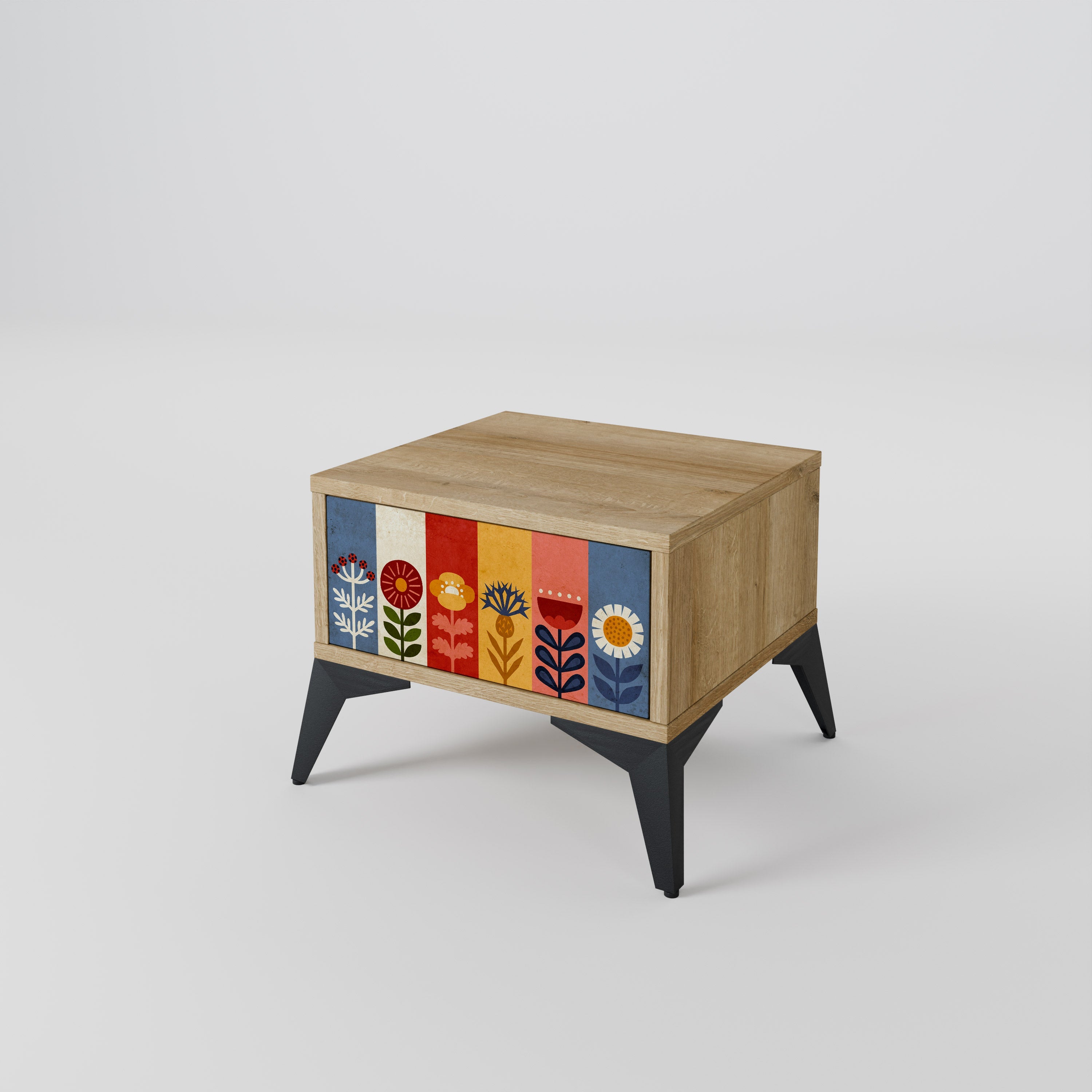 SCANDIC FLOWERET Nightstand in Oak Effect