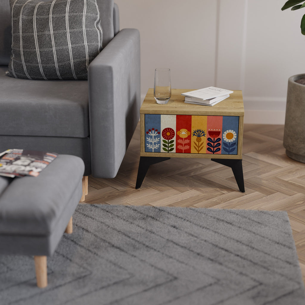 SCANDIC FLOWERET Nightstand in Oak Effect