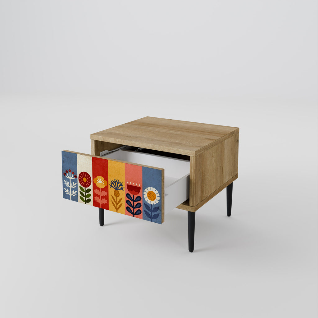 SCANDIC FLOWERET Nightstand in Oak Effect