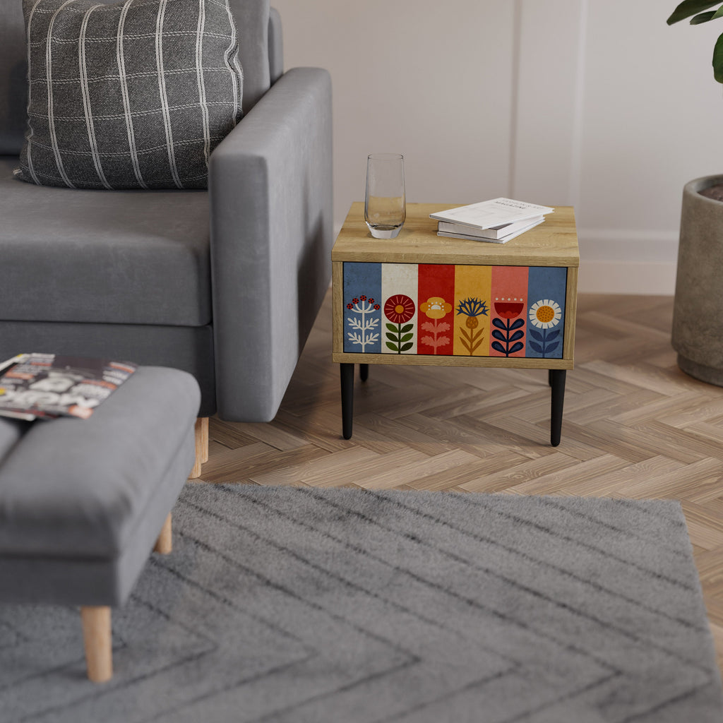 SCANDIC FLOWERET Nightstand in Oak Effect