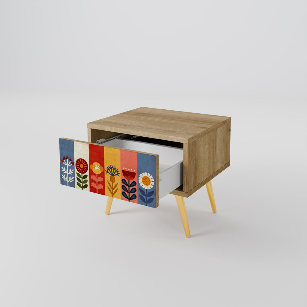 SCANDIC FLOWERET Nightstand in Oak Effect