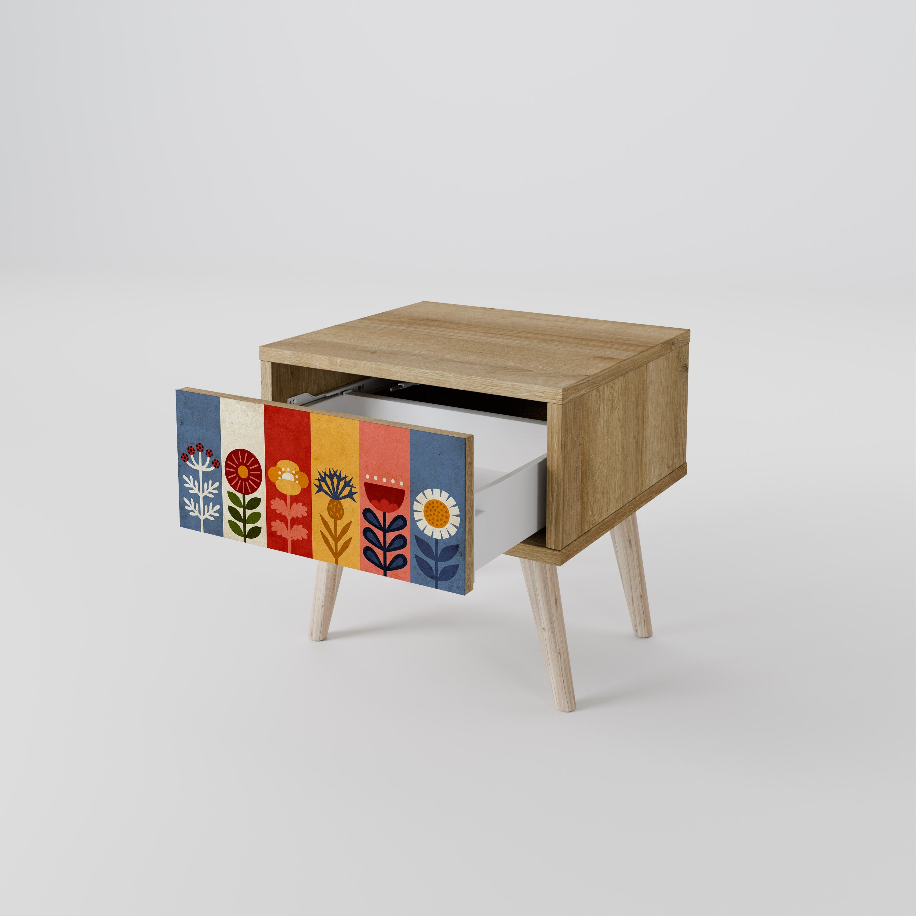 SCANDIC FLOWERET Nightstand in Oak Effect
