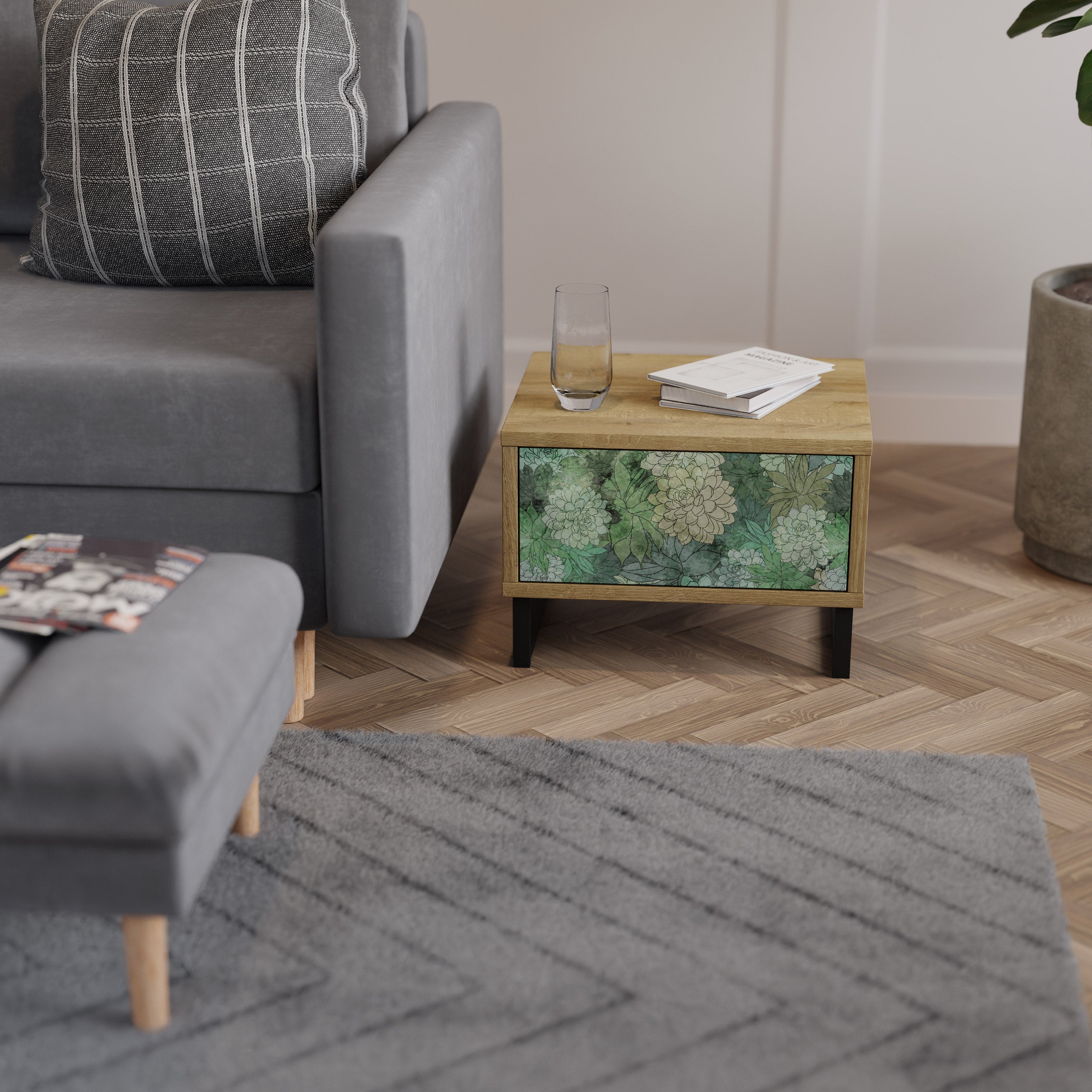 Table de chevet SUCCULENT CLUSTER effet chêne