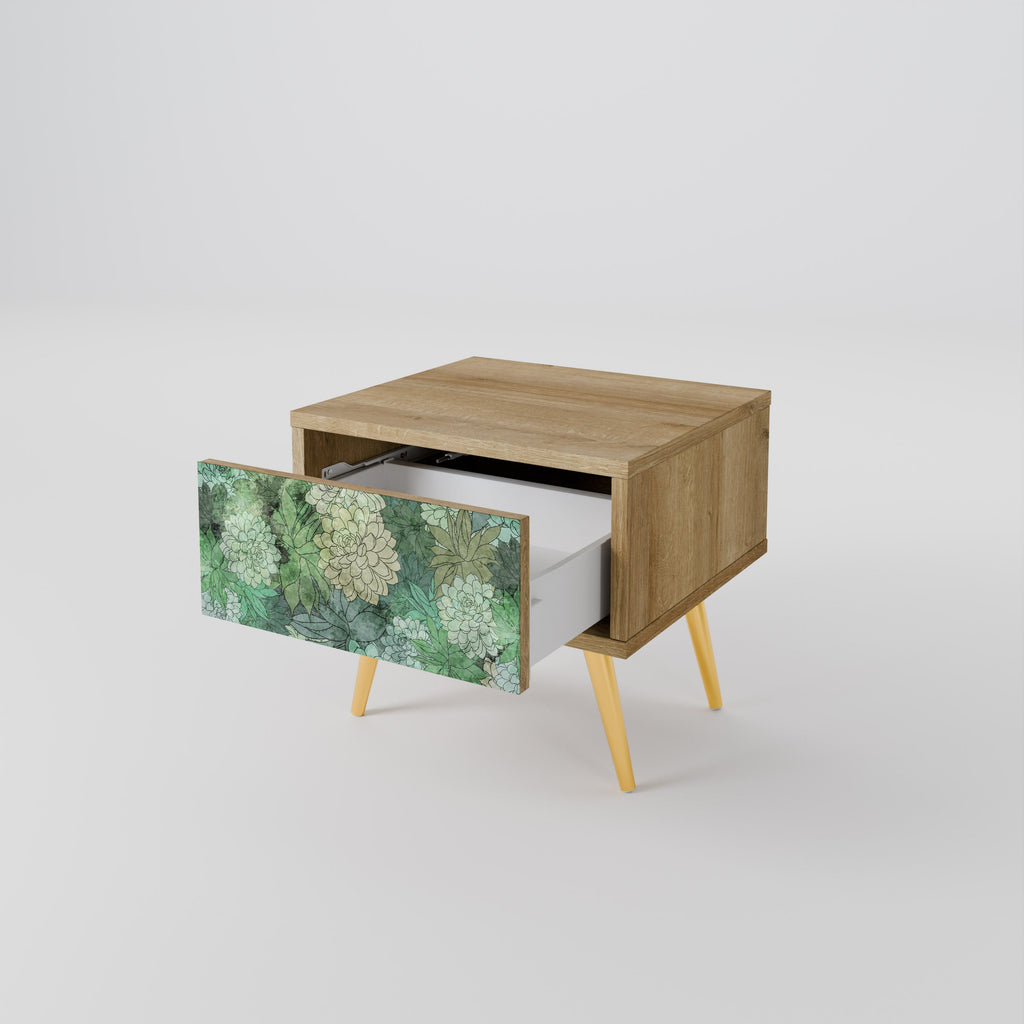 Table de chevet SUCCULENT CLUSTER effet chêne