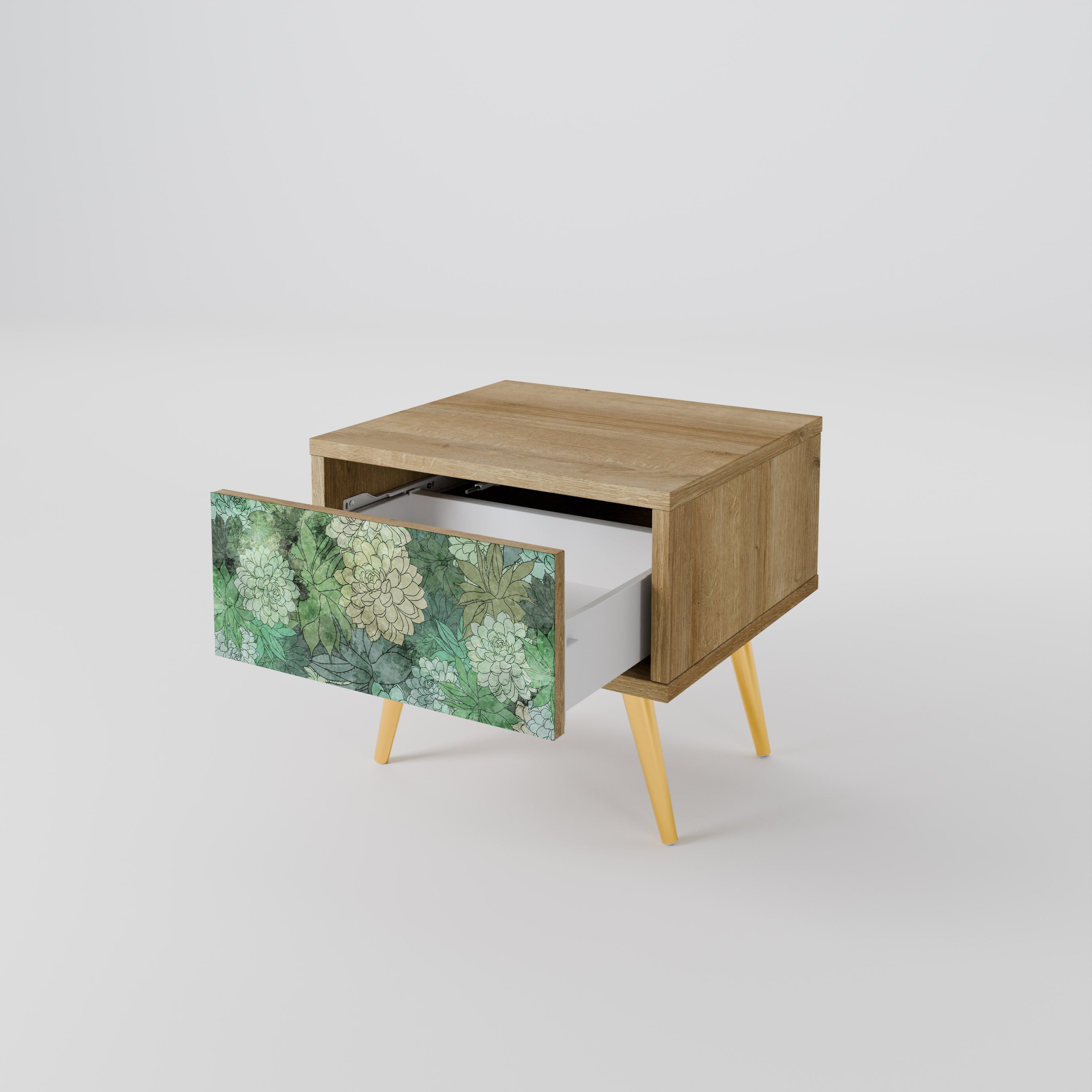 Table de chevet SUCCULENT CLUSTER effet chêne