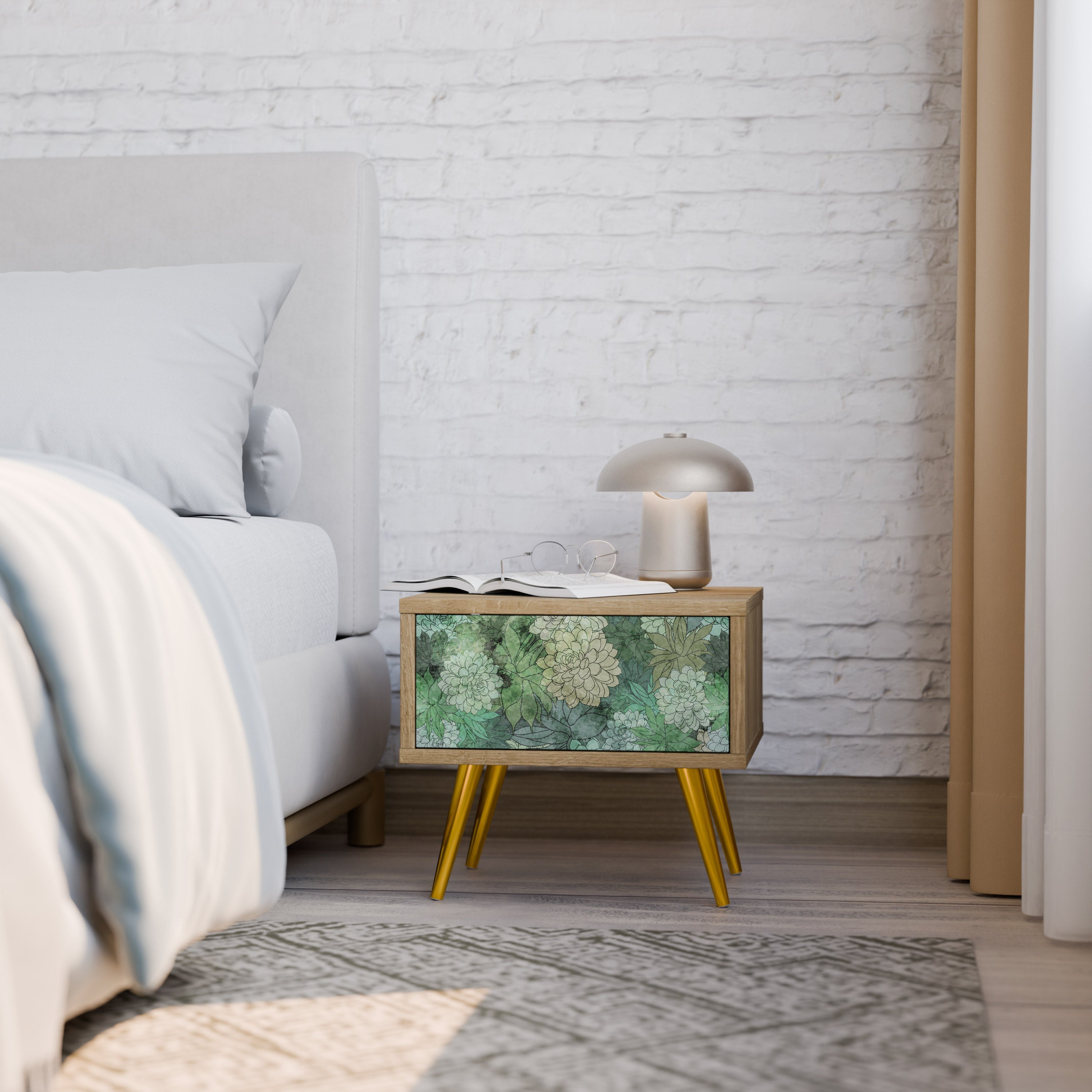 Table de chevet SUCCULENT CLUSTER effet chêne