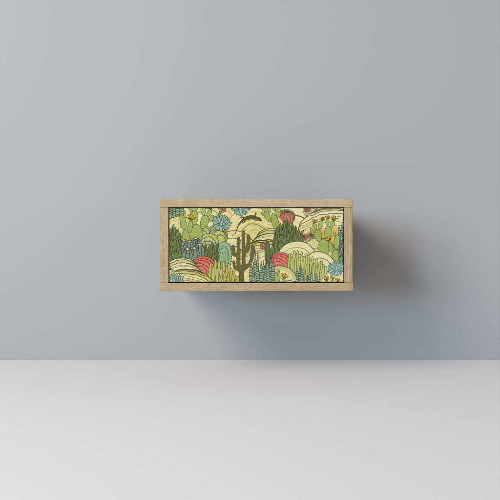 SUCCULENTS KALEIDOSCOPE Nightstand in Oak Effect