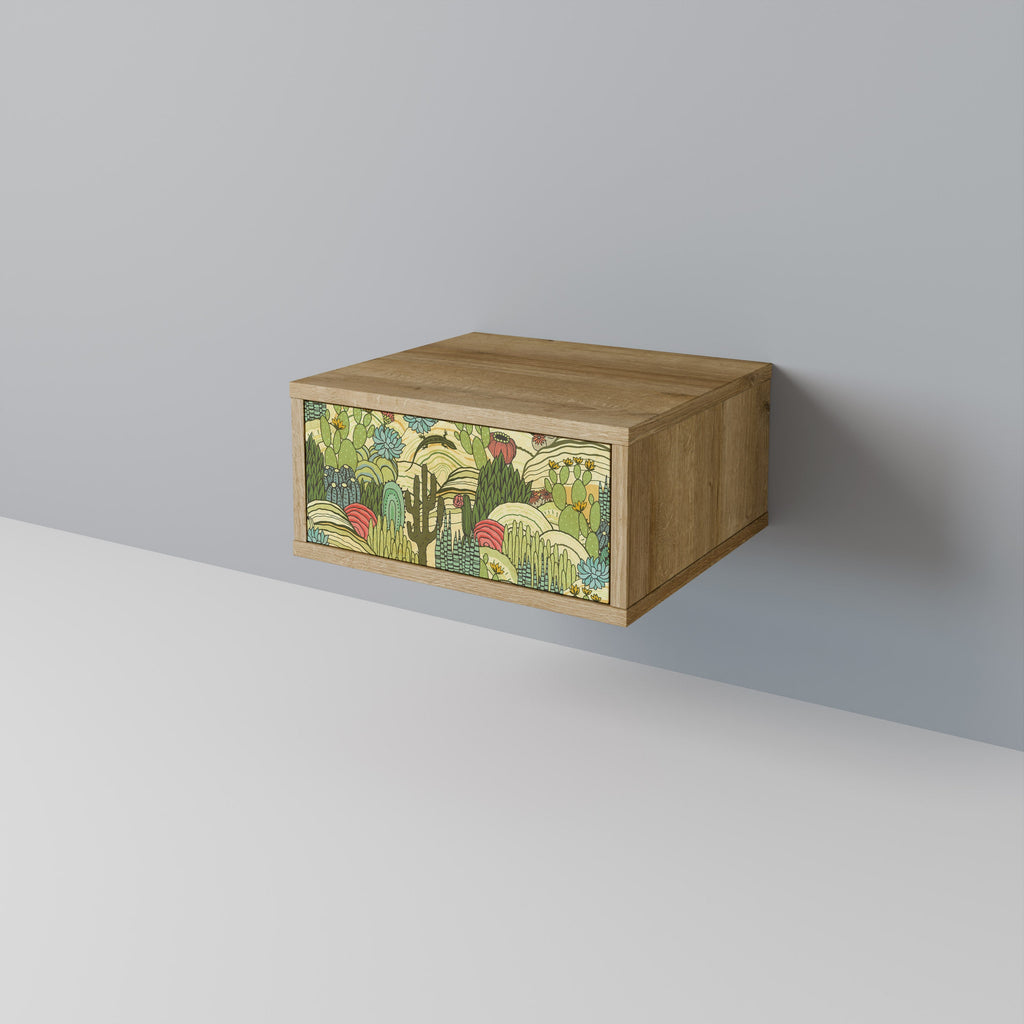 SUCCULENTS KALEIDOSCOPE Nightstand in Oak Effect
