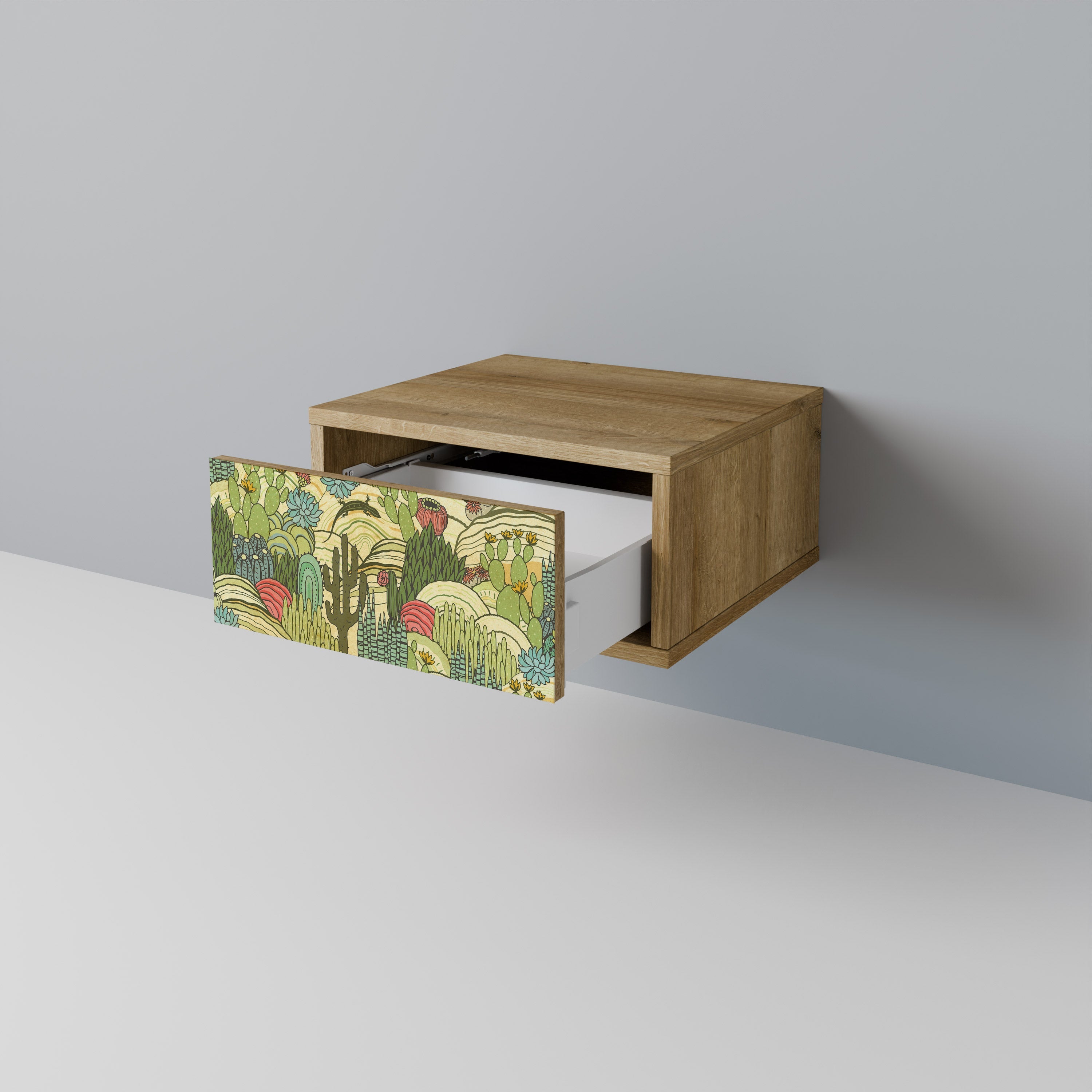 SUCCULENTS KALEIDOSCOPE Table de chevet effet chêne