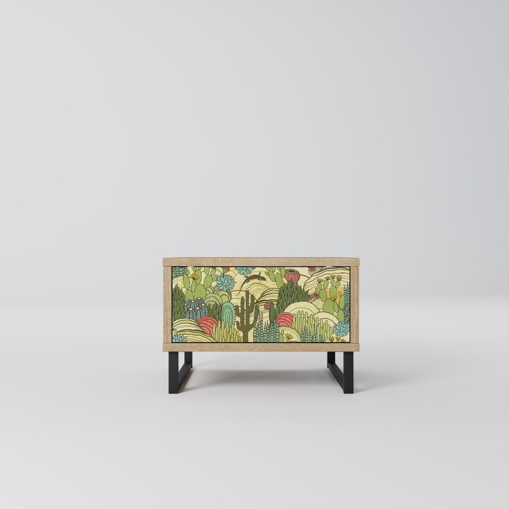 SUCCULENTS KALEIDOSCOPE Nightstand in Oak Effect