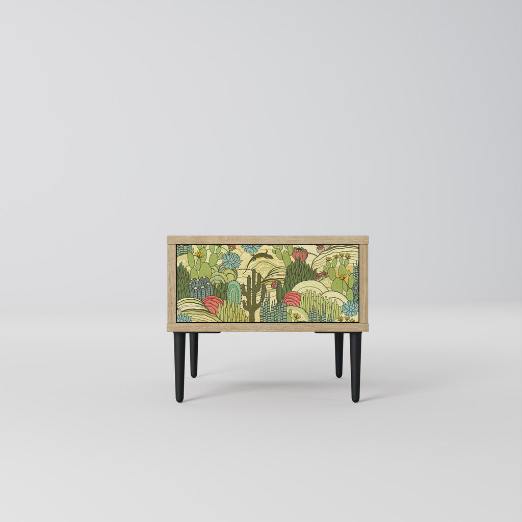 SUCCULENTS KALEIDOSCOPE Nightstand in Oak Effect