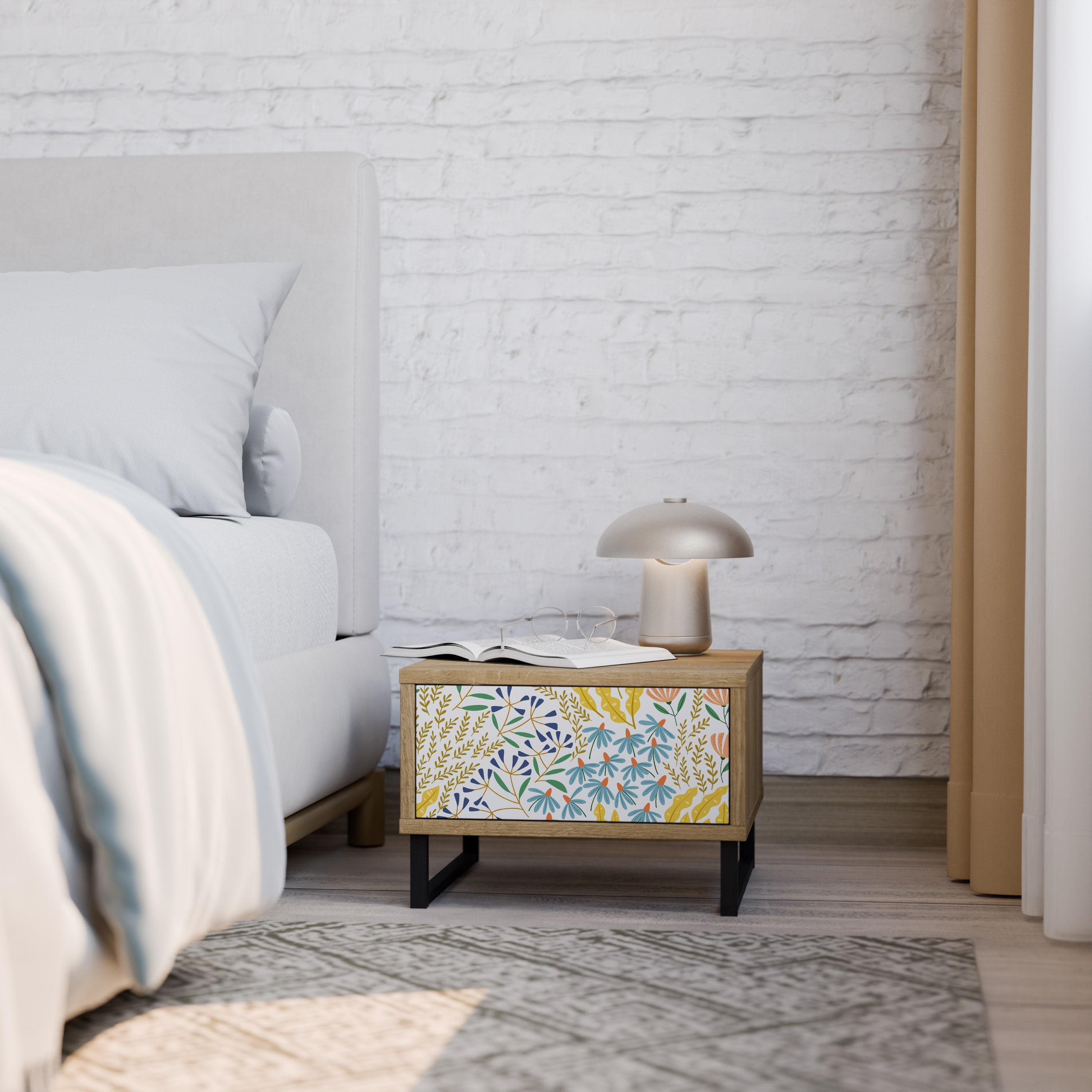 Table de chevet HELLO SPRING effet chêne