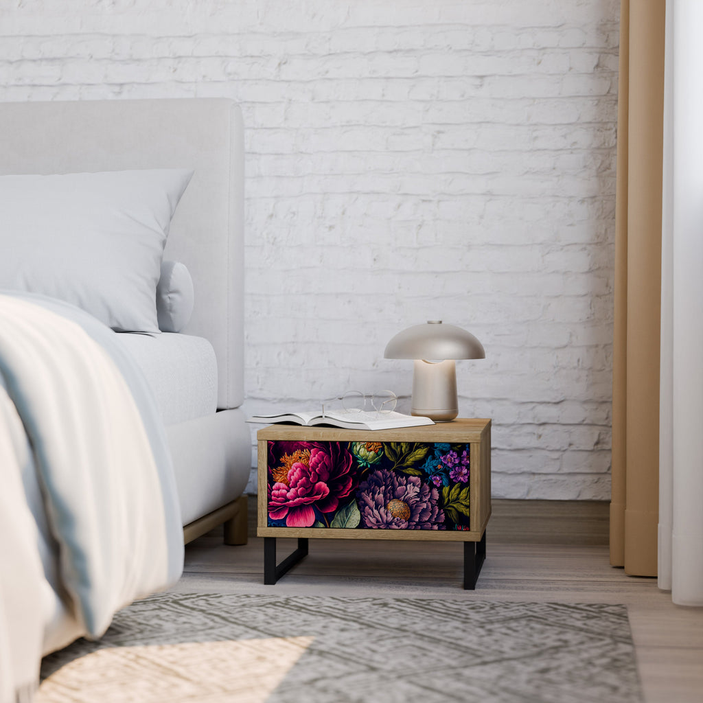 BLOOMING ELEGANCE Nightstand in Oak Effect