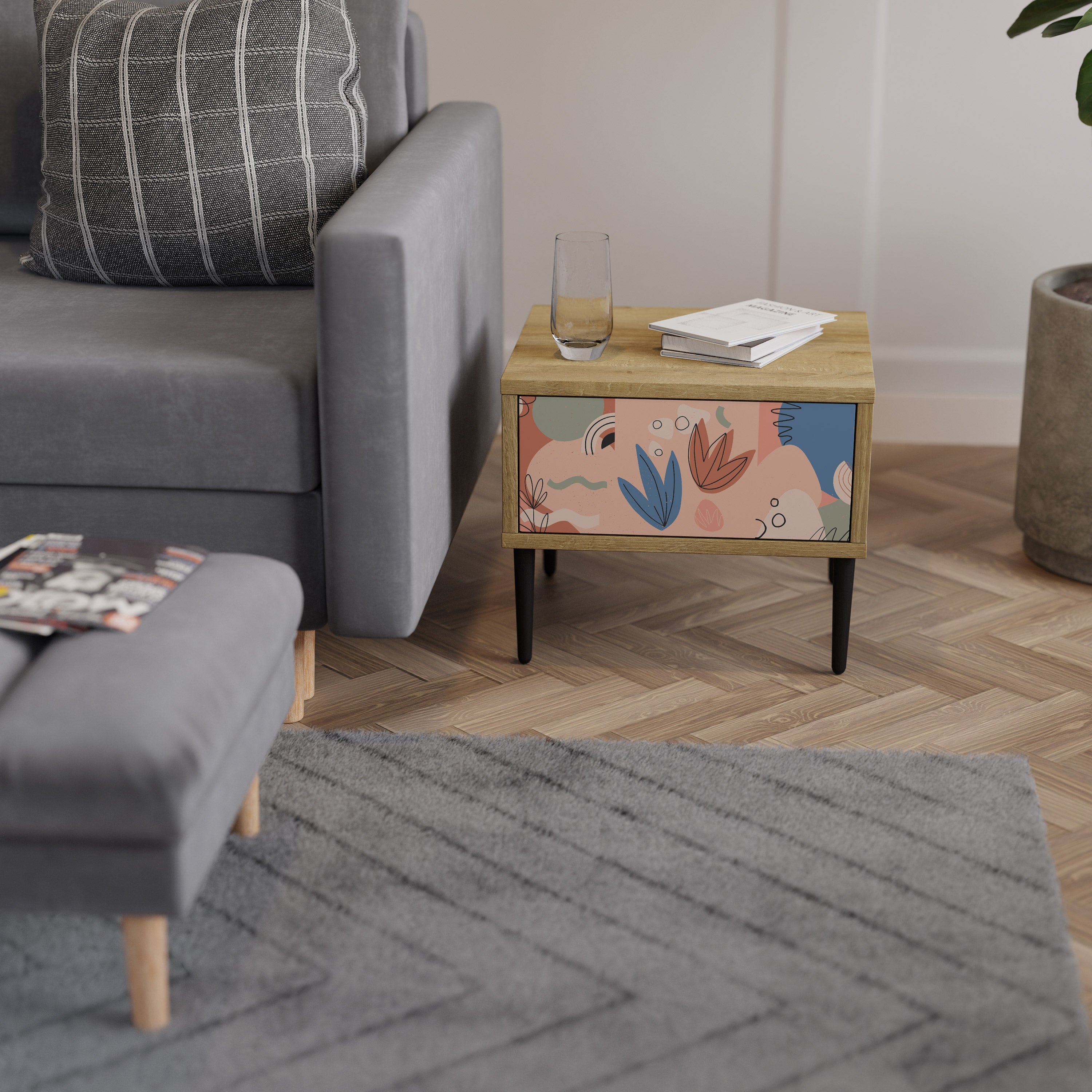 Table de chevet PASTEL DESTINY effet chêne