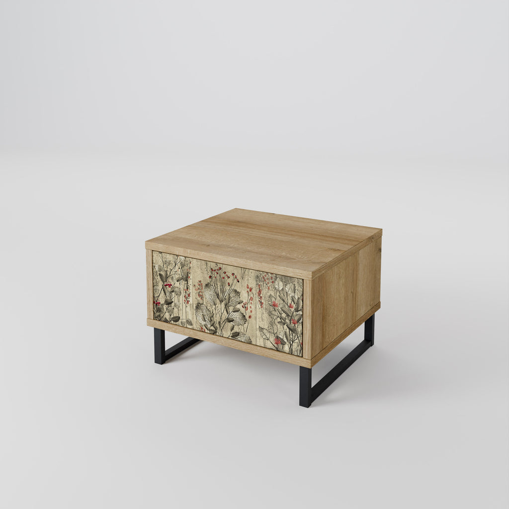 HERBAL GRACE Nightstand in Oak Effect