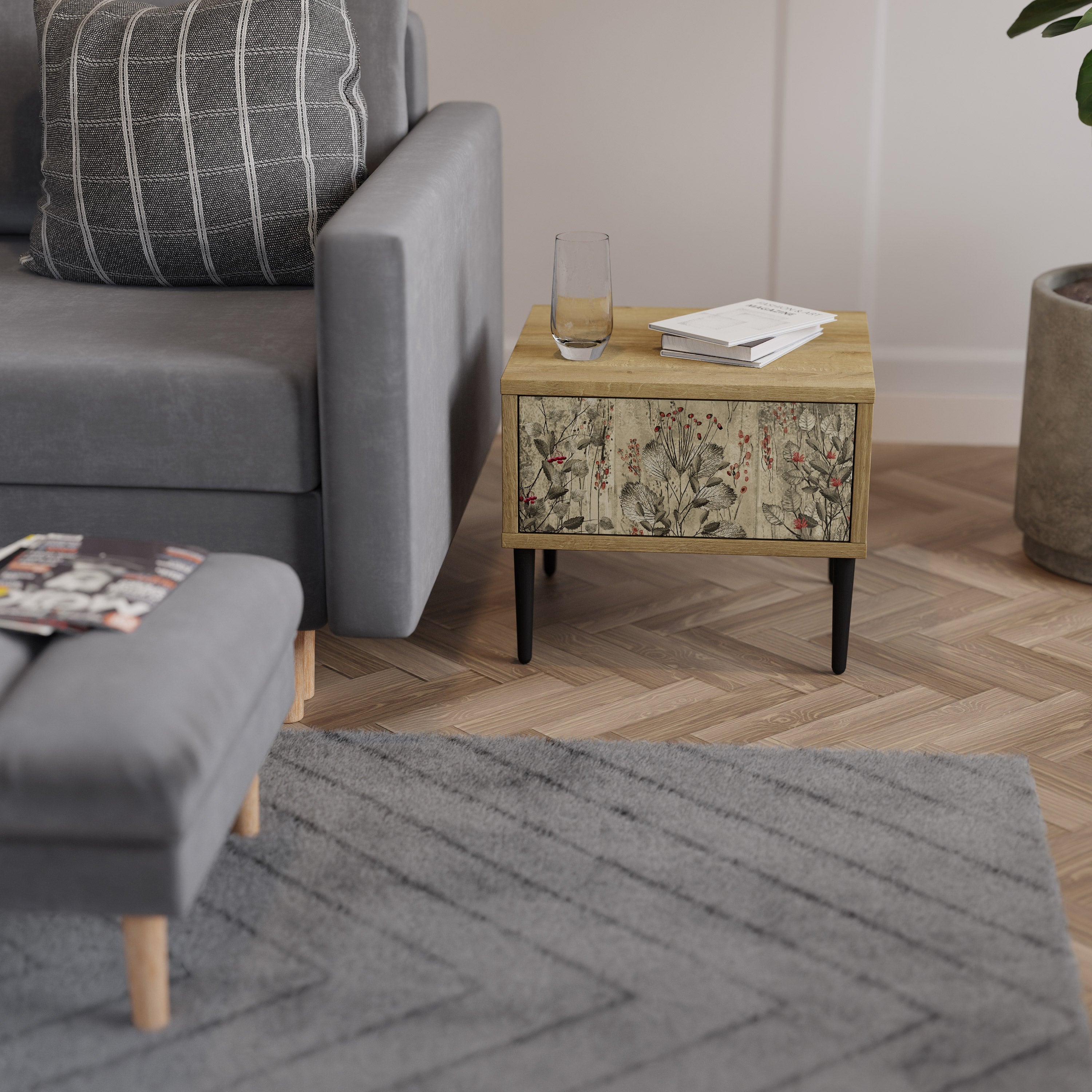 Table de chevet HERBAL GRACE effet chêne