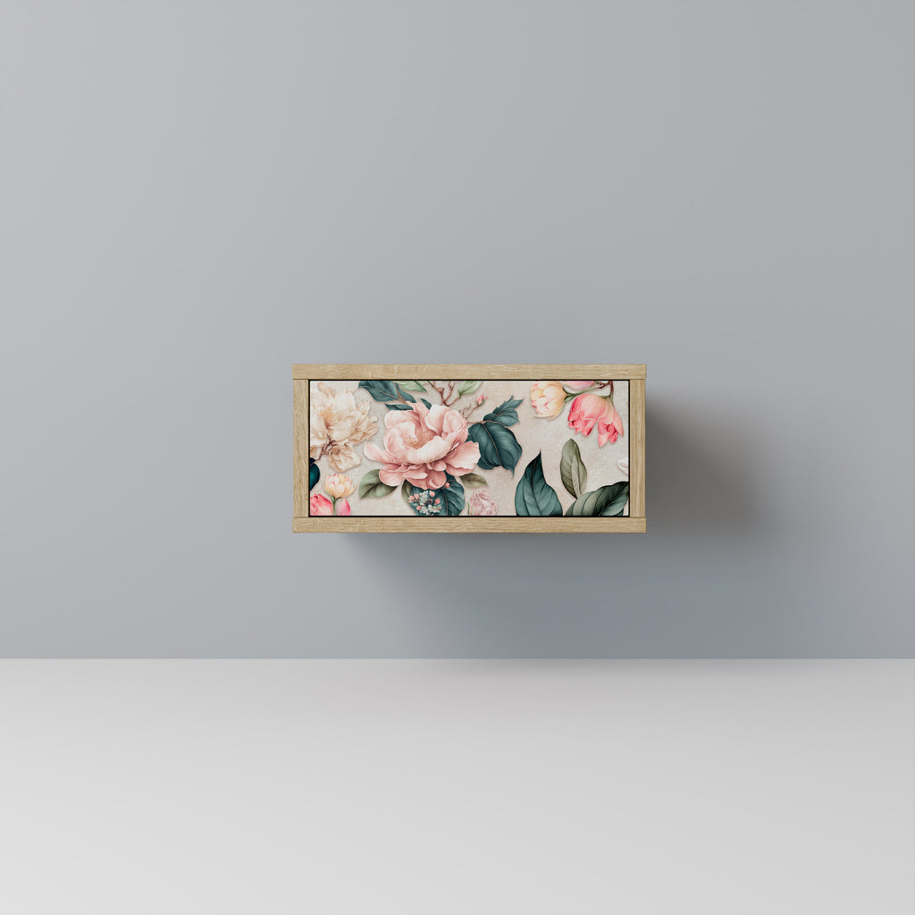 FLORAL GRACE Nightstand in Oak Effect