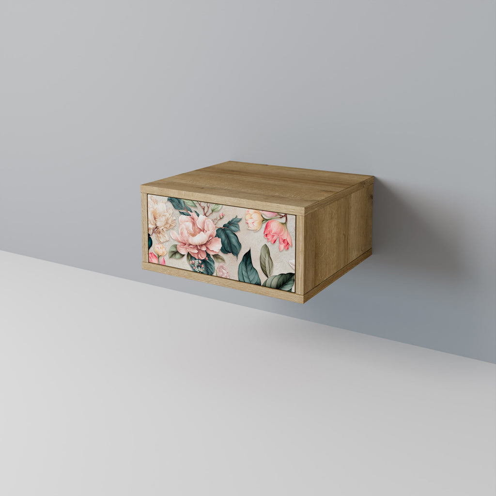 FLORAL GRACE Nightstand in Oak Effect