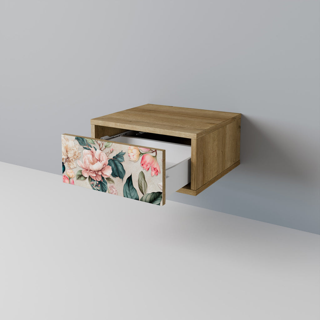 FLORAL GRACE Nightstand in Oak Effect