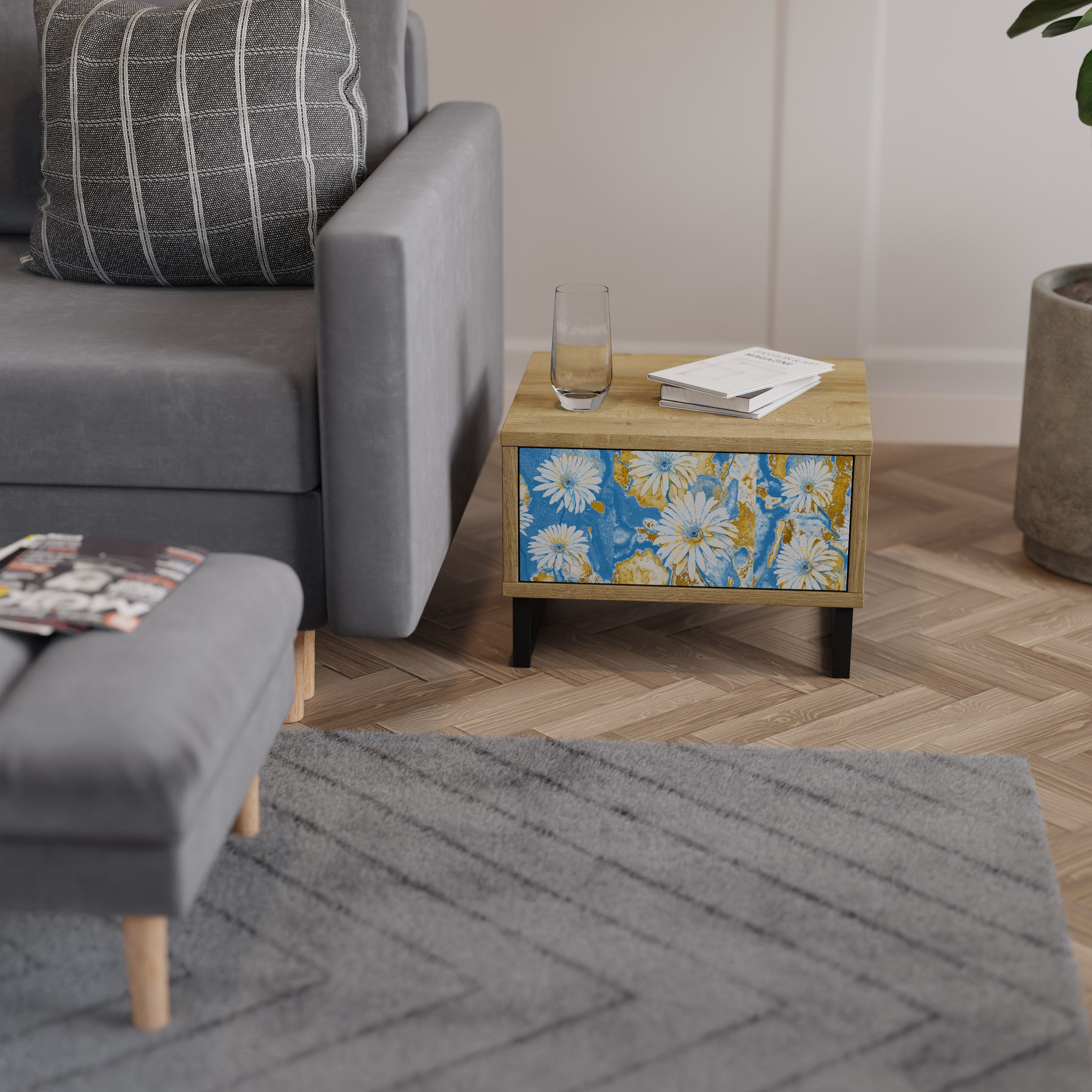 Table de chevet DAISY LUXE effet chêne