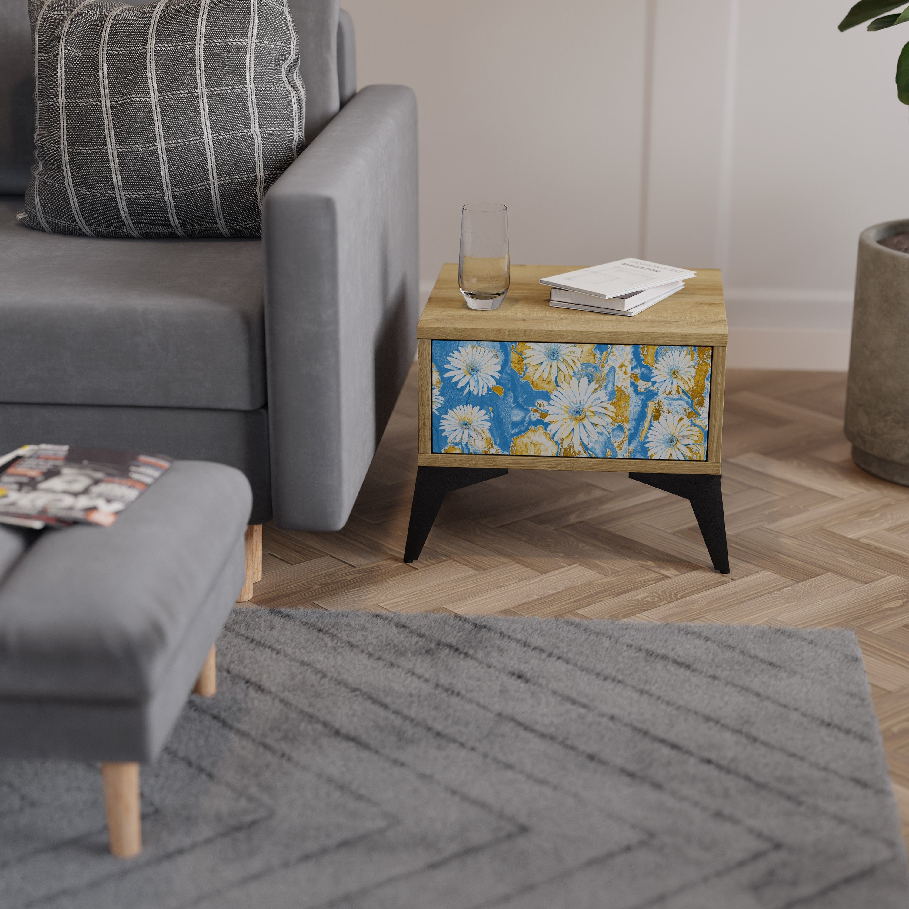 Table de chevet DAISY LUXE effet chêne