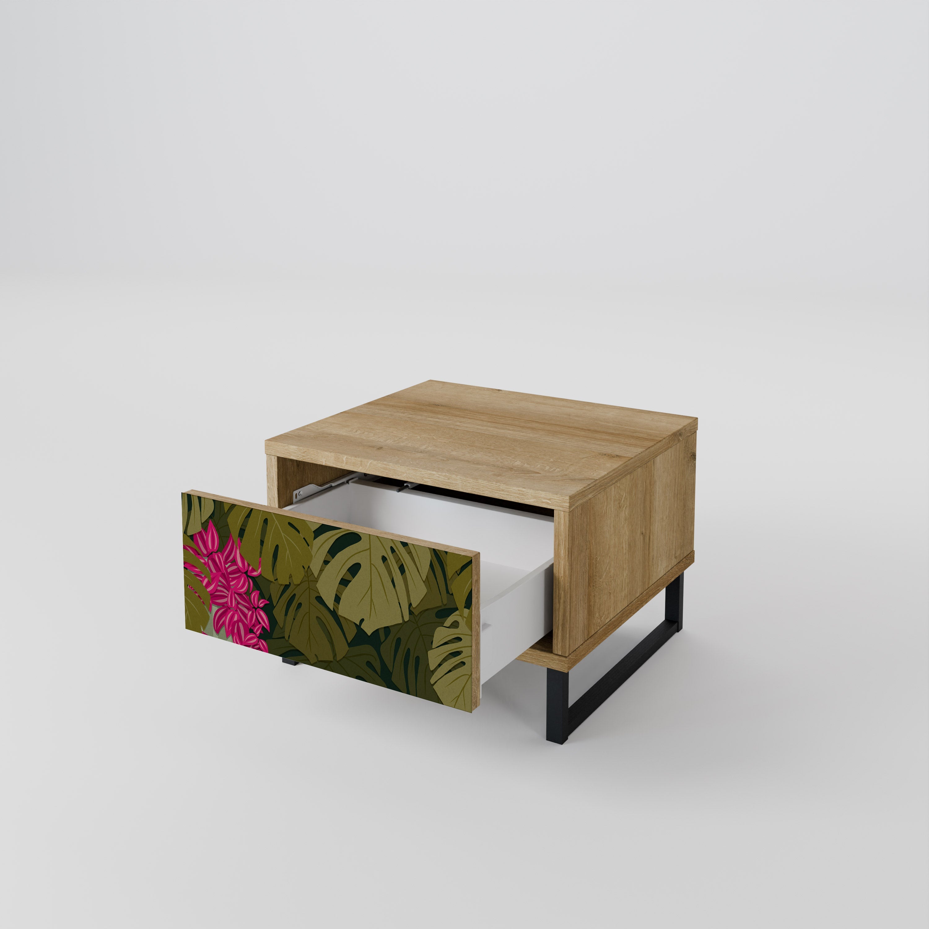 Table de chevet TROPICAL BEAUTY effet chêne