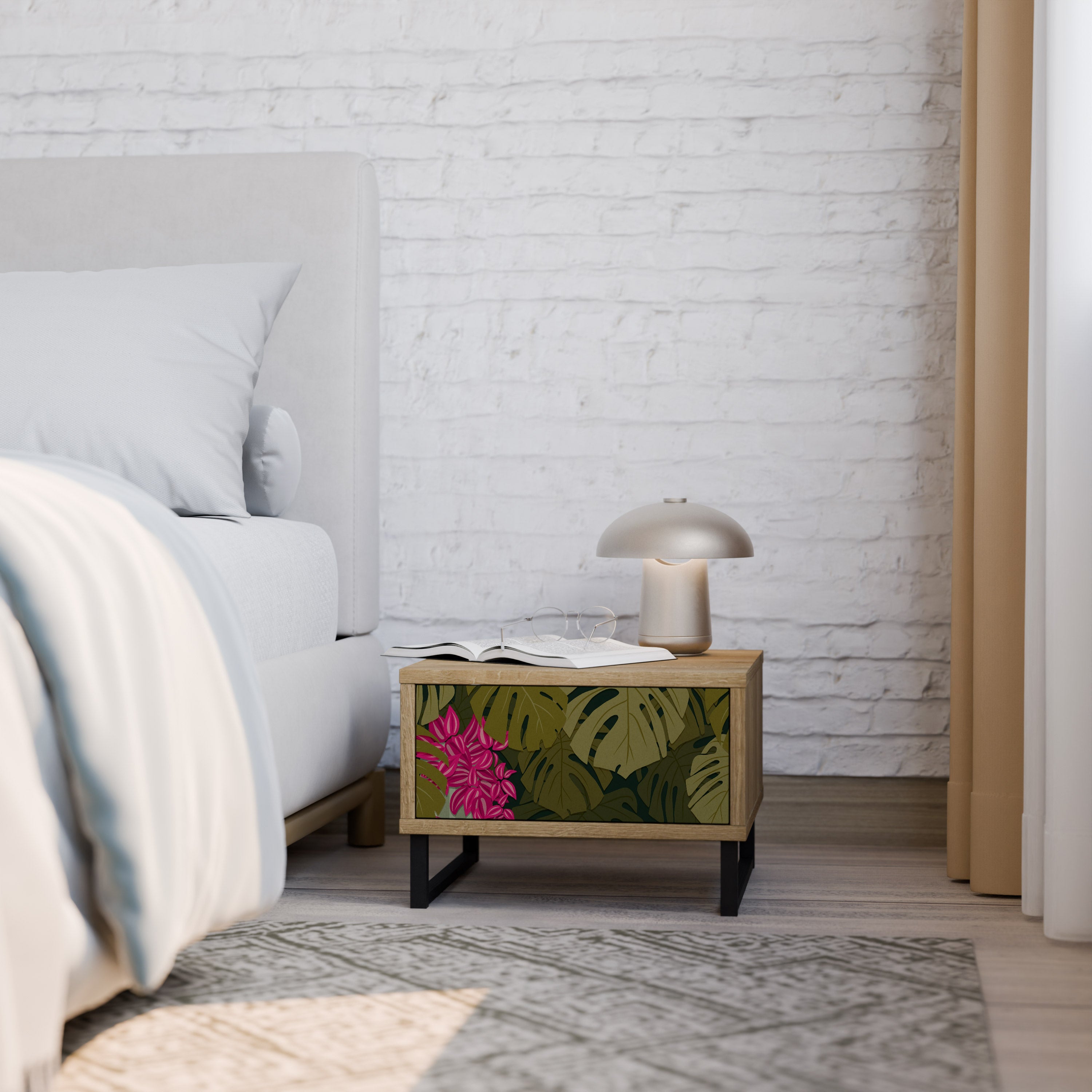 Table de chevet TROPICAL BEAUTY effet chêne