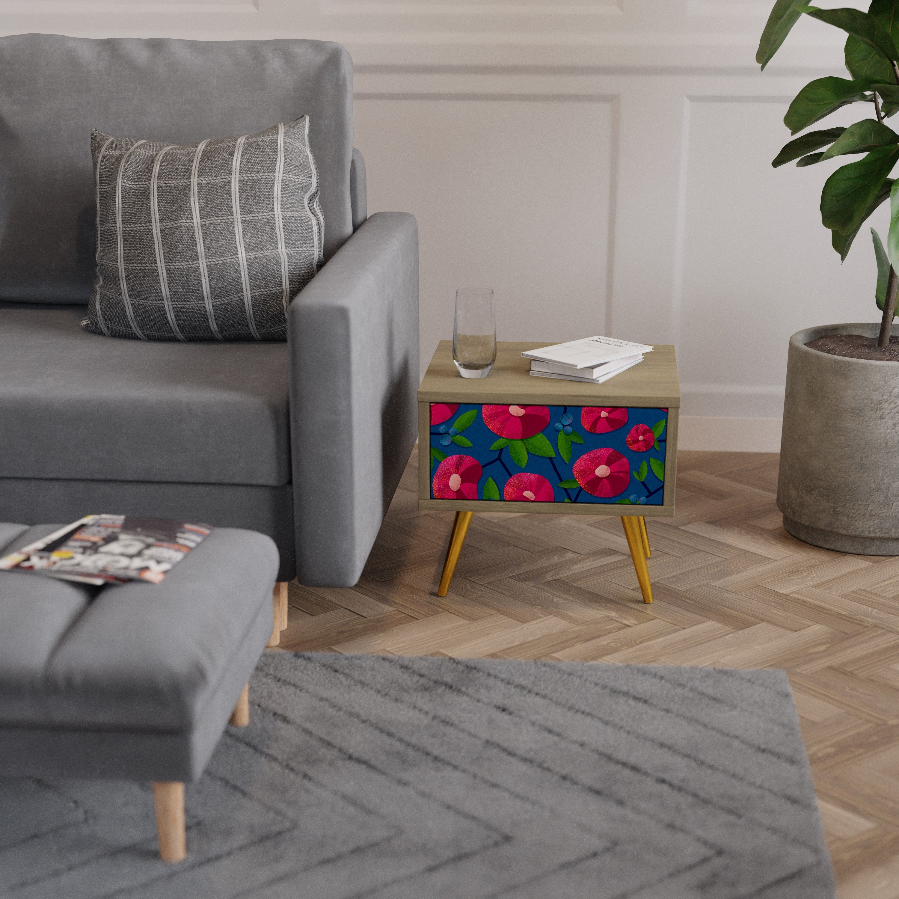 Table de chevet SPRING THOUGHTS effet chêne