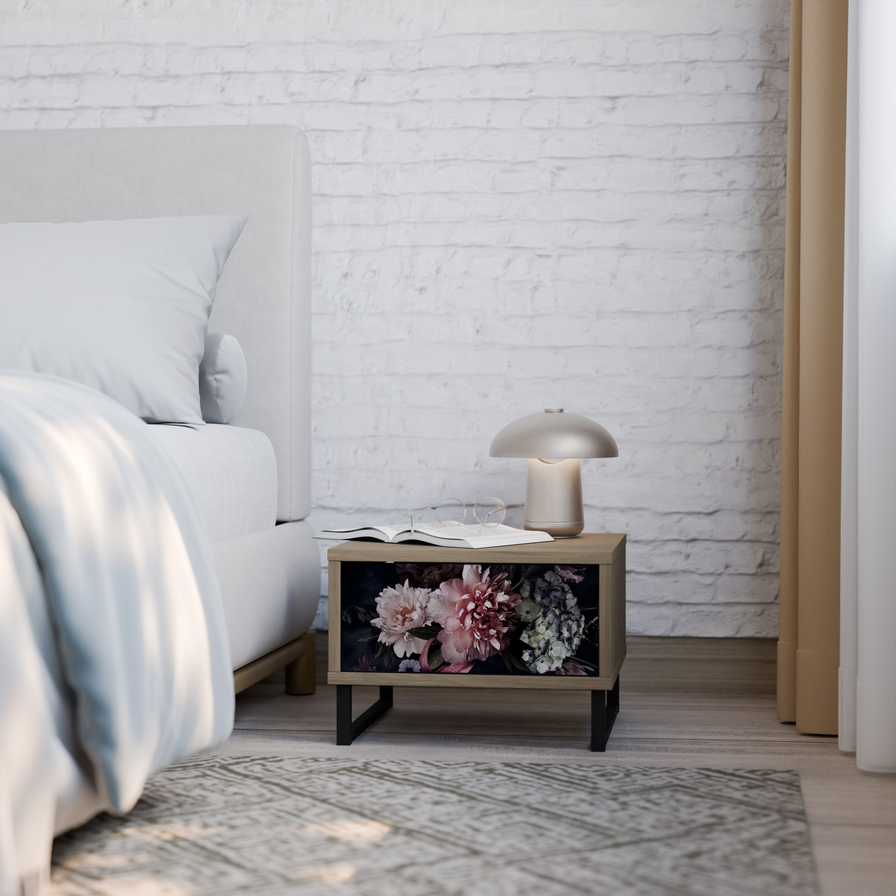 Table de chevet PURE BLOSSOM effet chêne