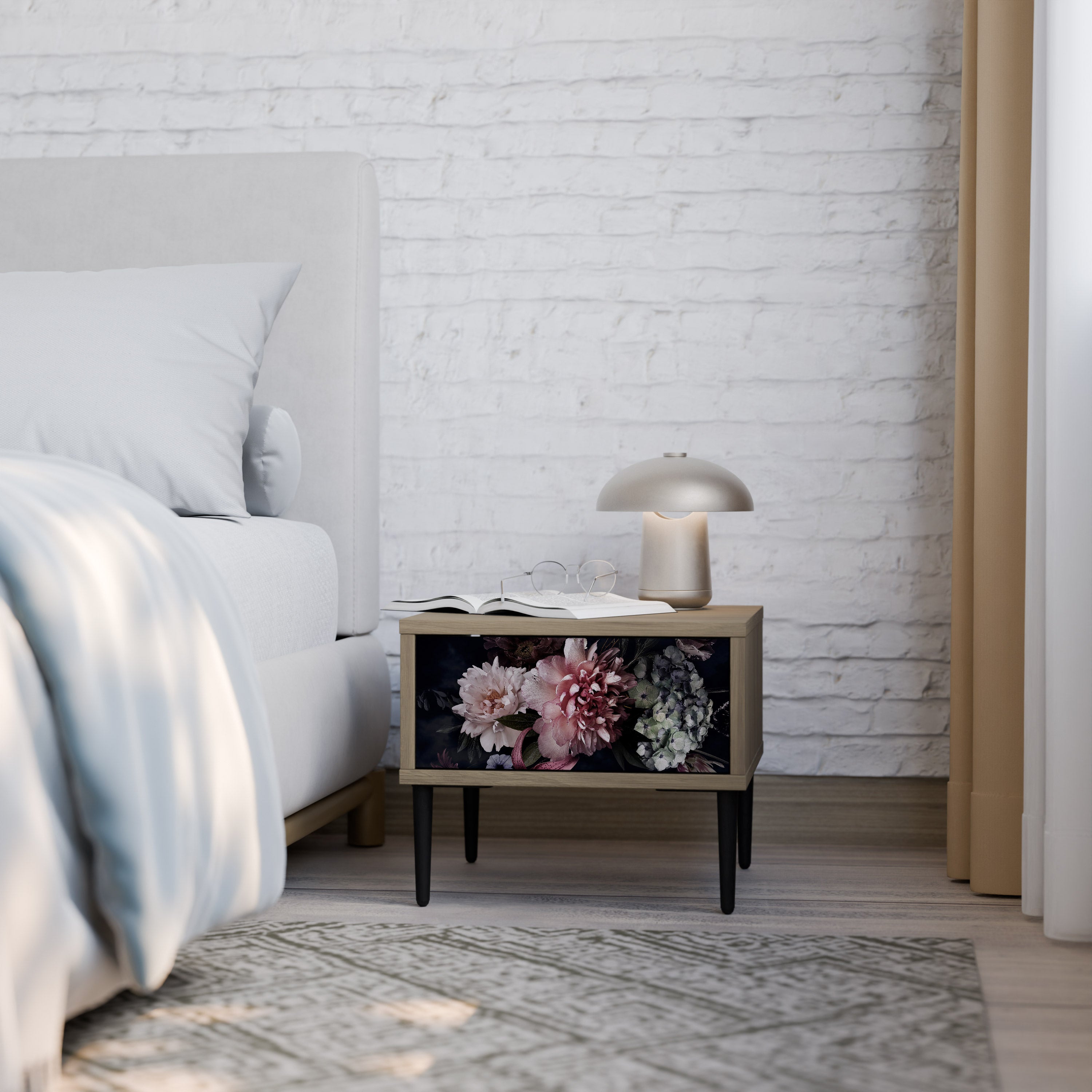 Table de chevet PURE BLOSSOM effet chêne