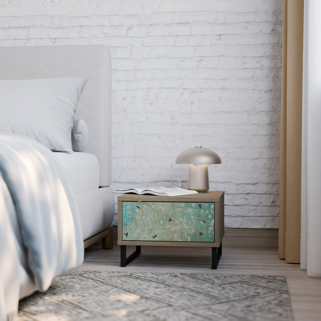 Table de chevet BLOOMING CHARM effet chêne