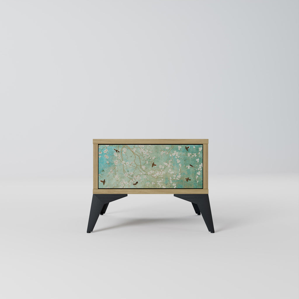 Table de chevet BLOOMING CHARM effet chêne