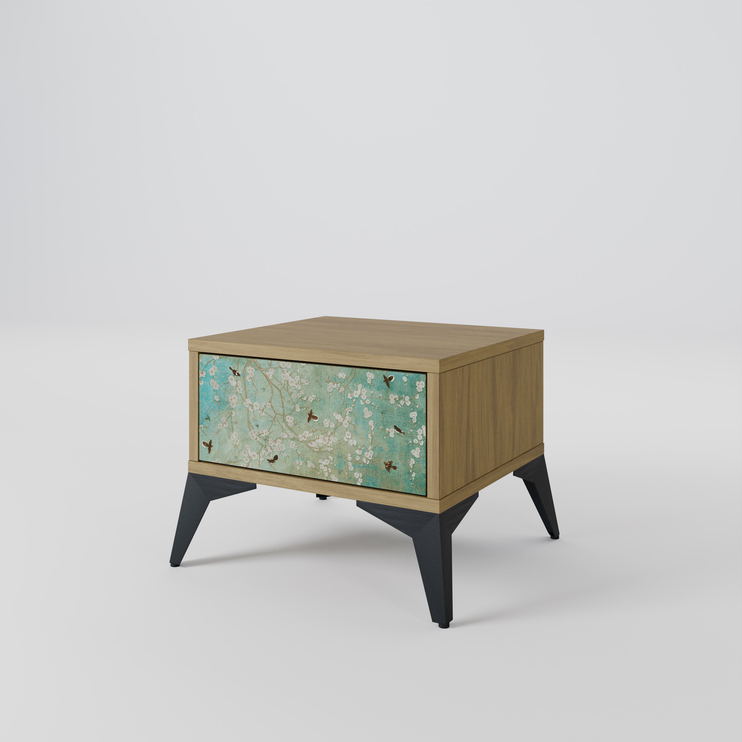 Table de chevet BLOOMING CHARM effet chêne