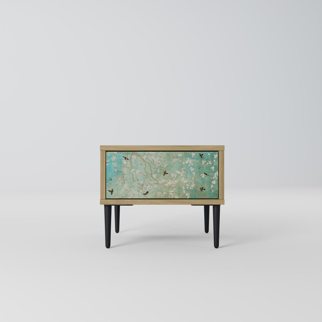 Table de chevet BLOOMING CHARM effet chêne