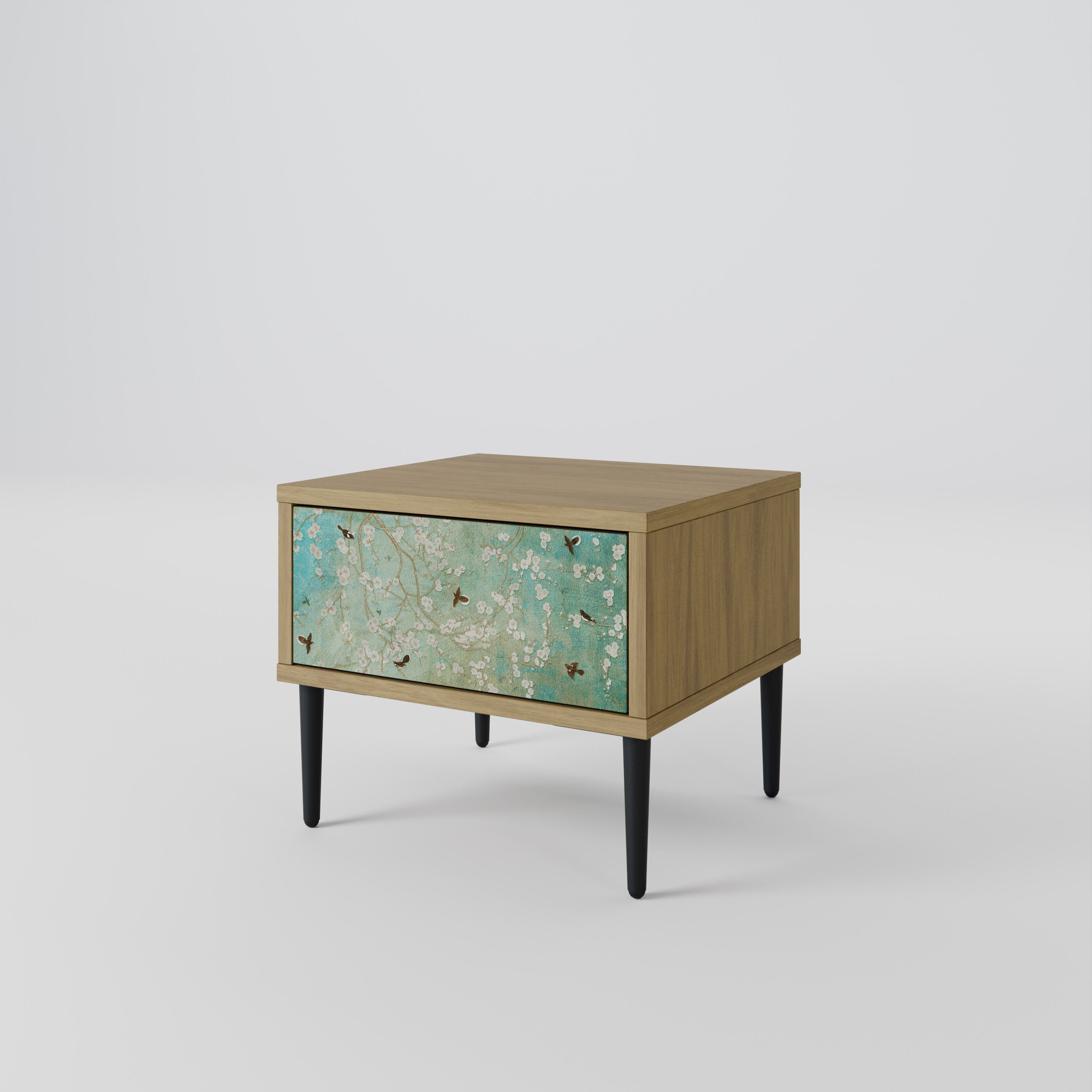 Table de chevet BLOOMING CHARM effet chêne