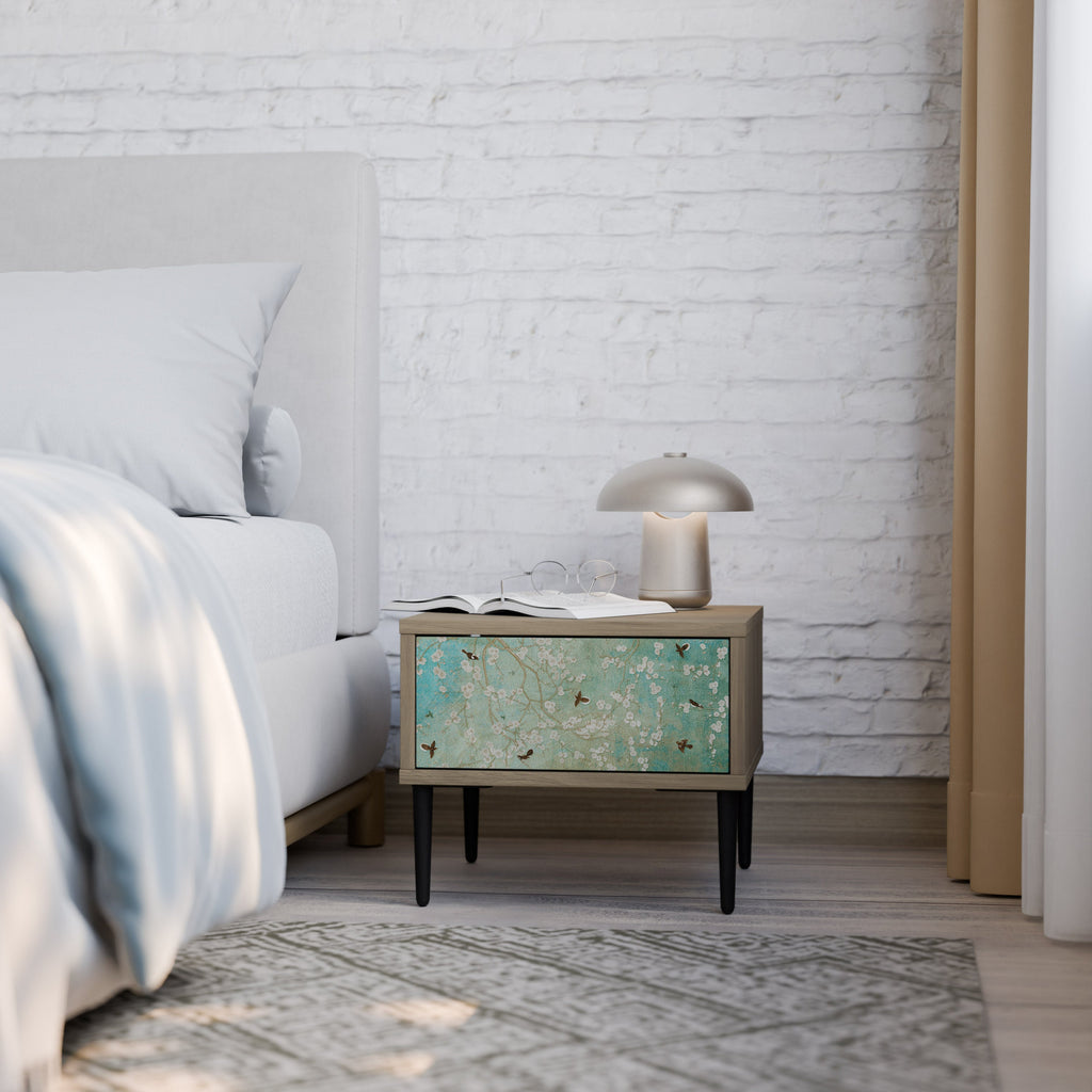 Table de chevet BLOOMING CHARM effet chêne