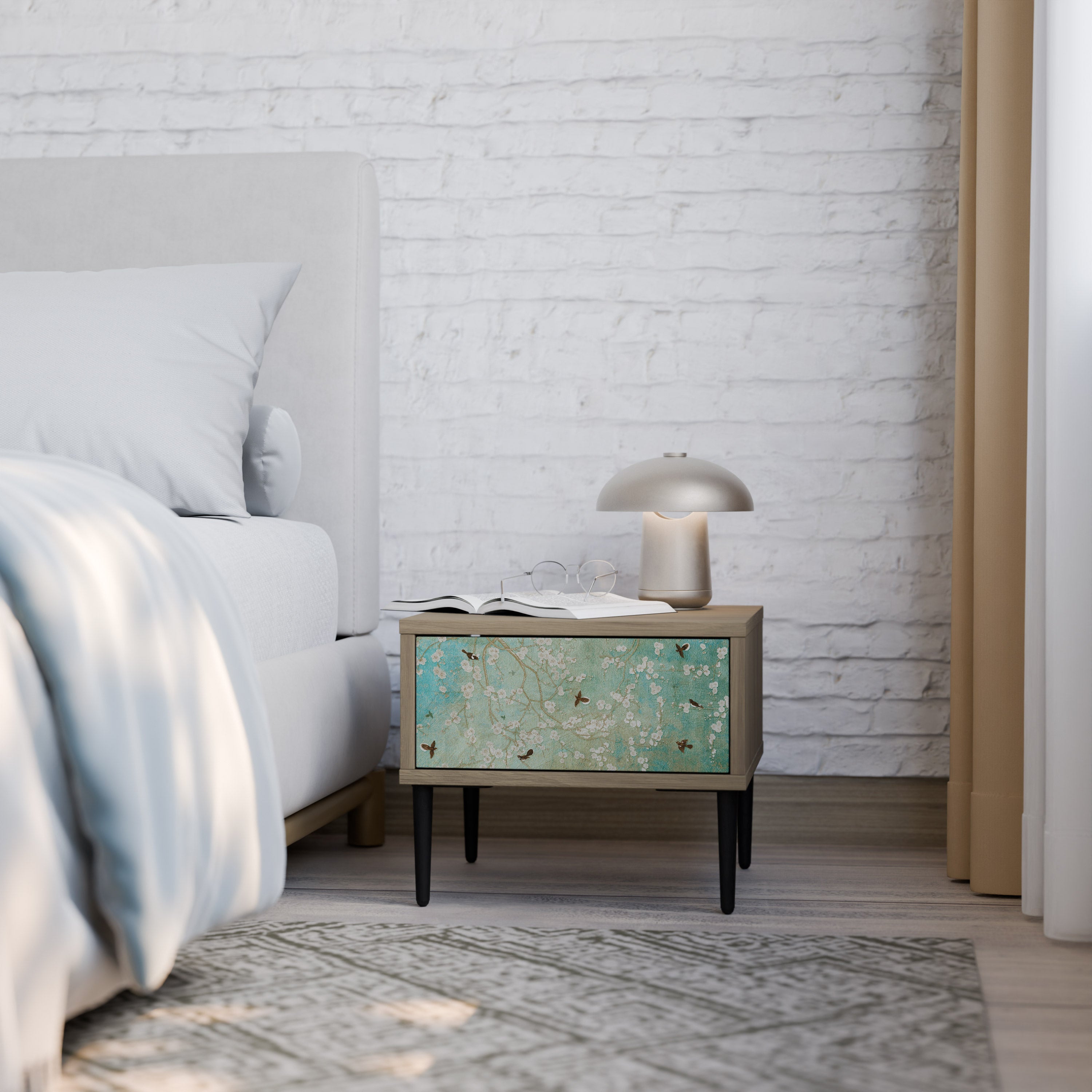 Table de chevet BLOOMING CHARM effet chêne