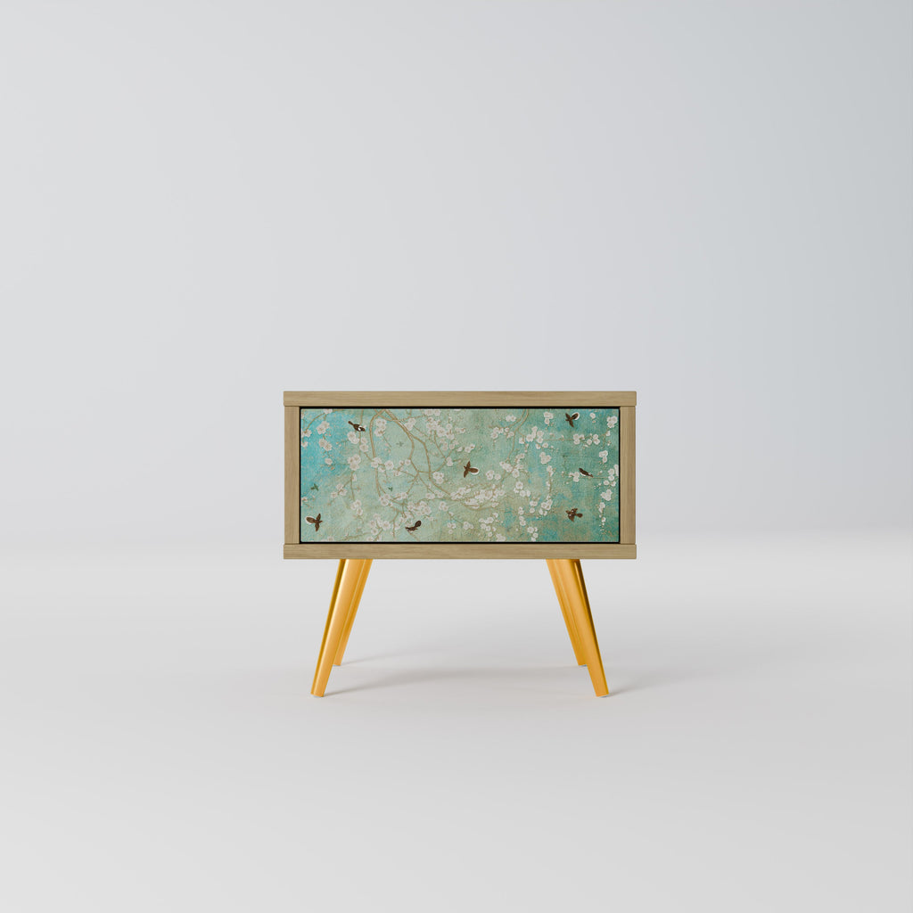 Table de chevet BLOOMING CHARM effet chêne