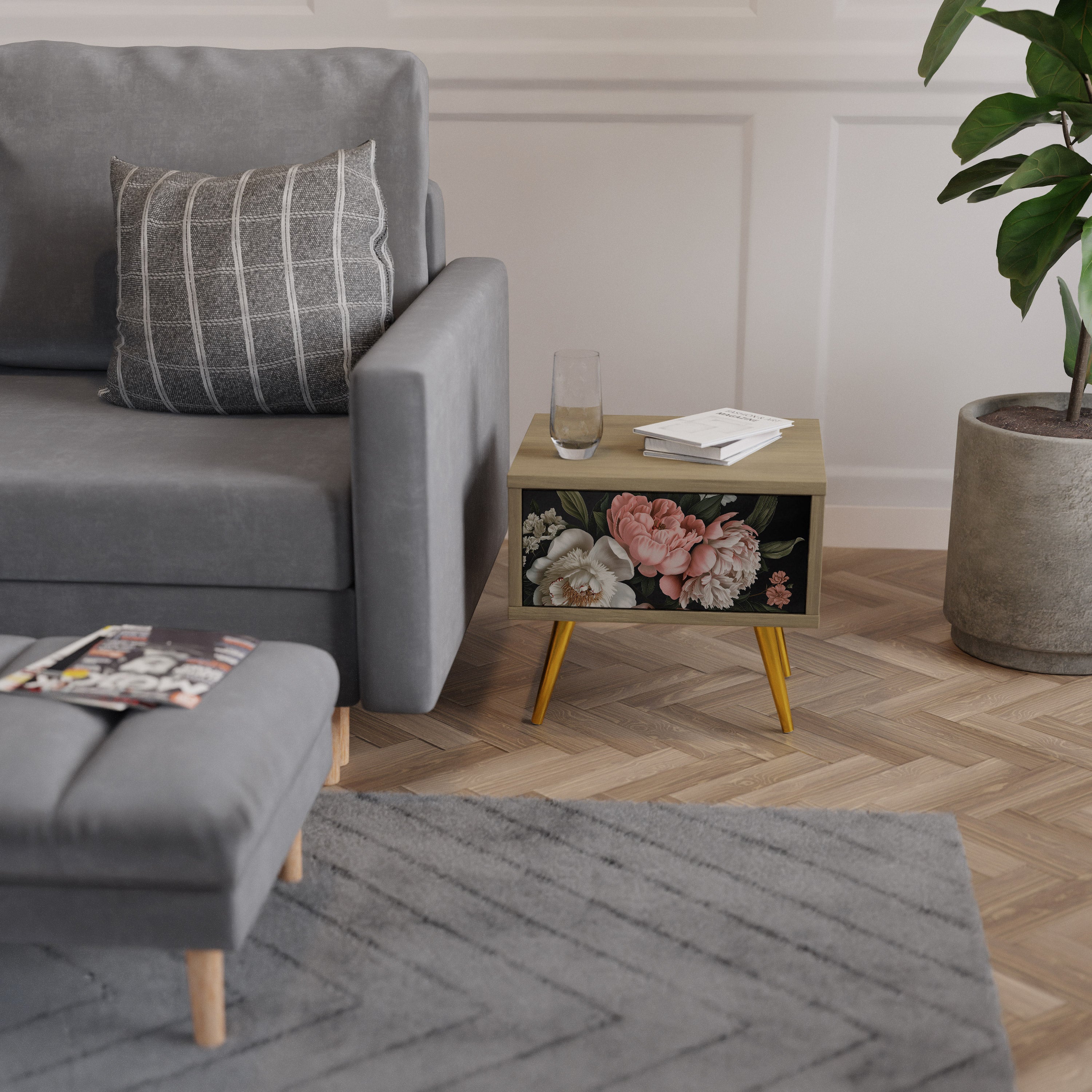 Table de chevet LUSH ELEGANCE effet chêne