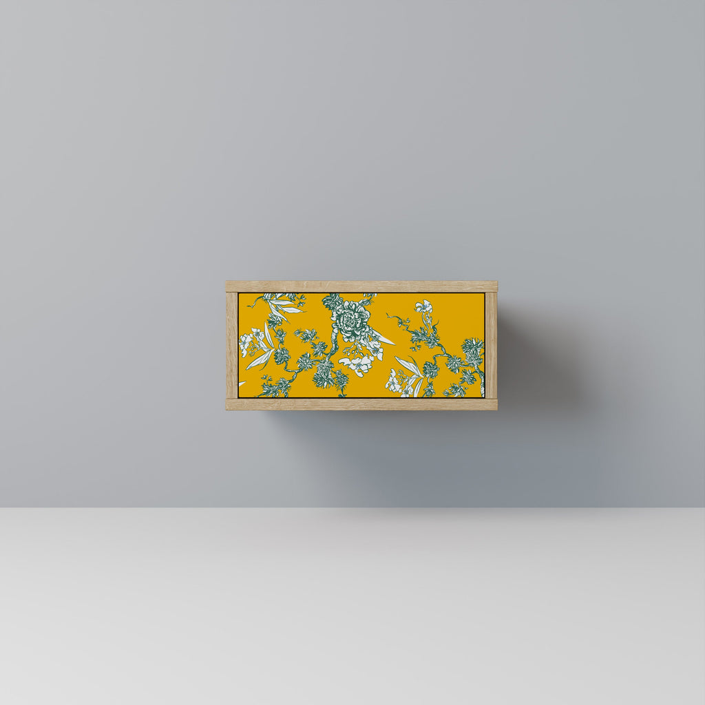 YELLOW CHINOISERIE Nightstand in Oak Effect