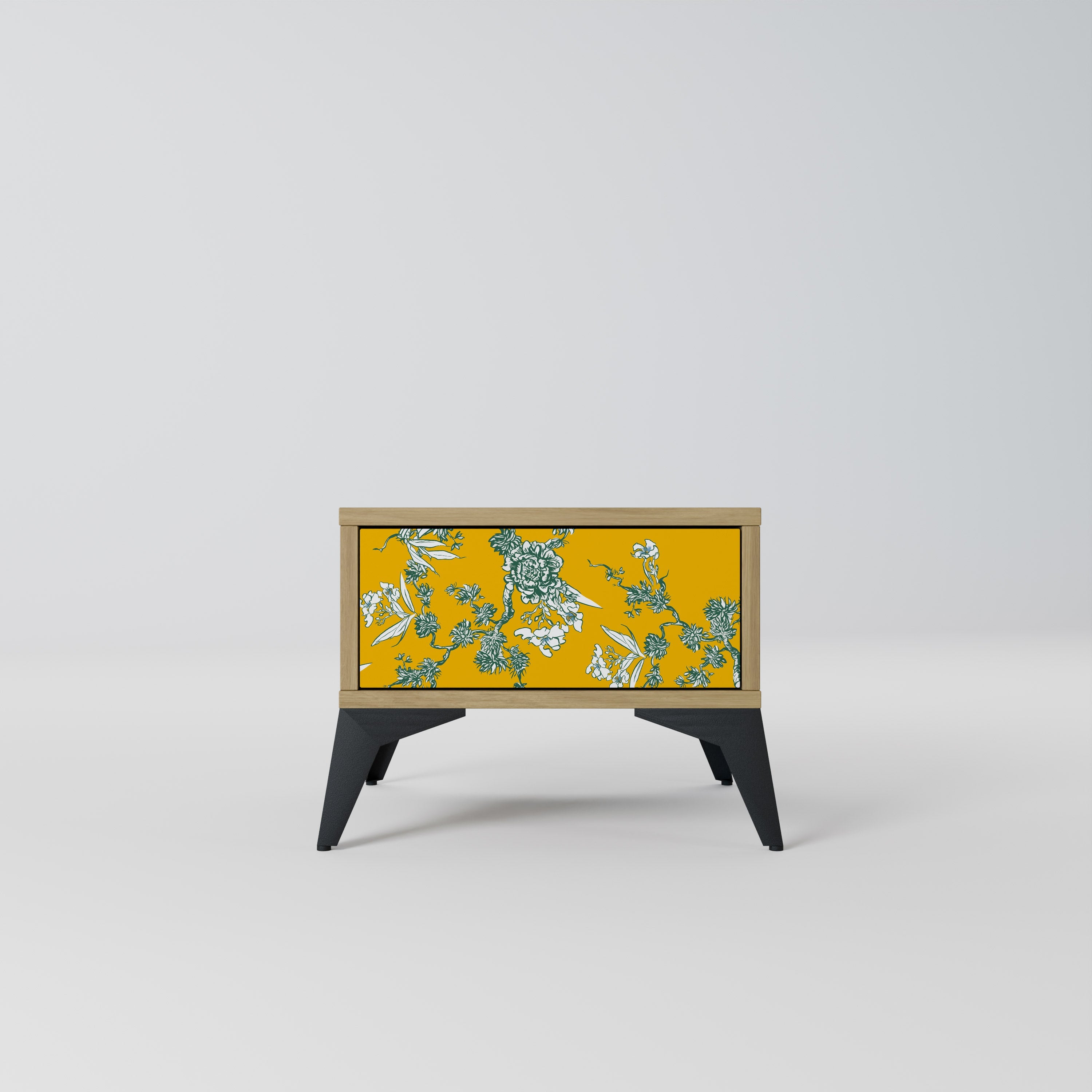 Table de chevet YELLOW CHINOISERIE effet chêne