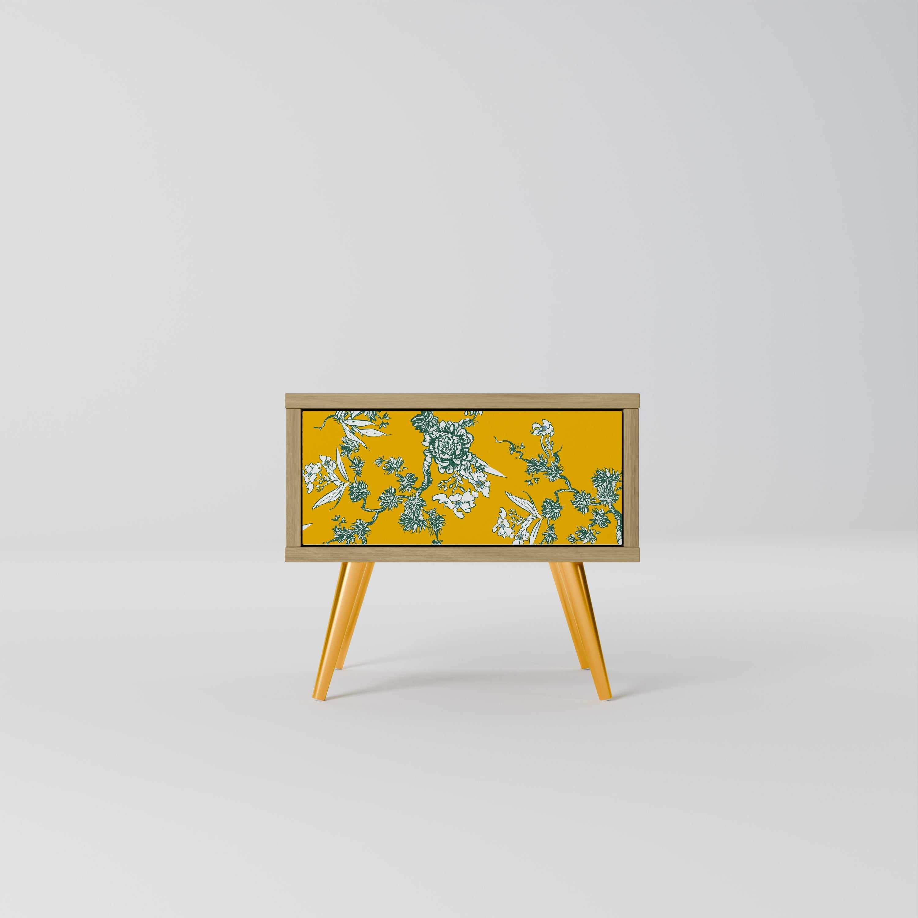 Table de chevet YELLOW CHINOISERIE effet chêne