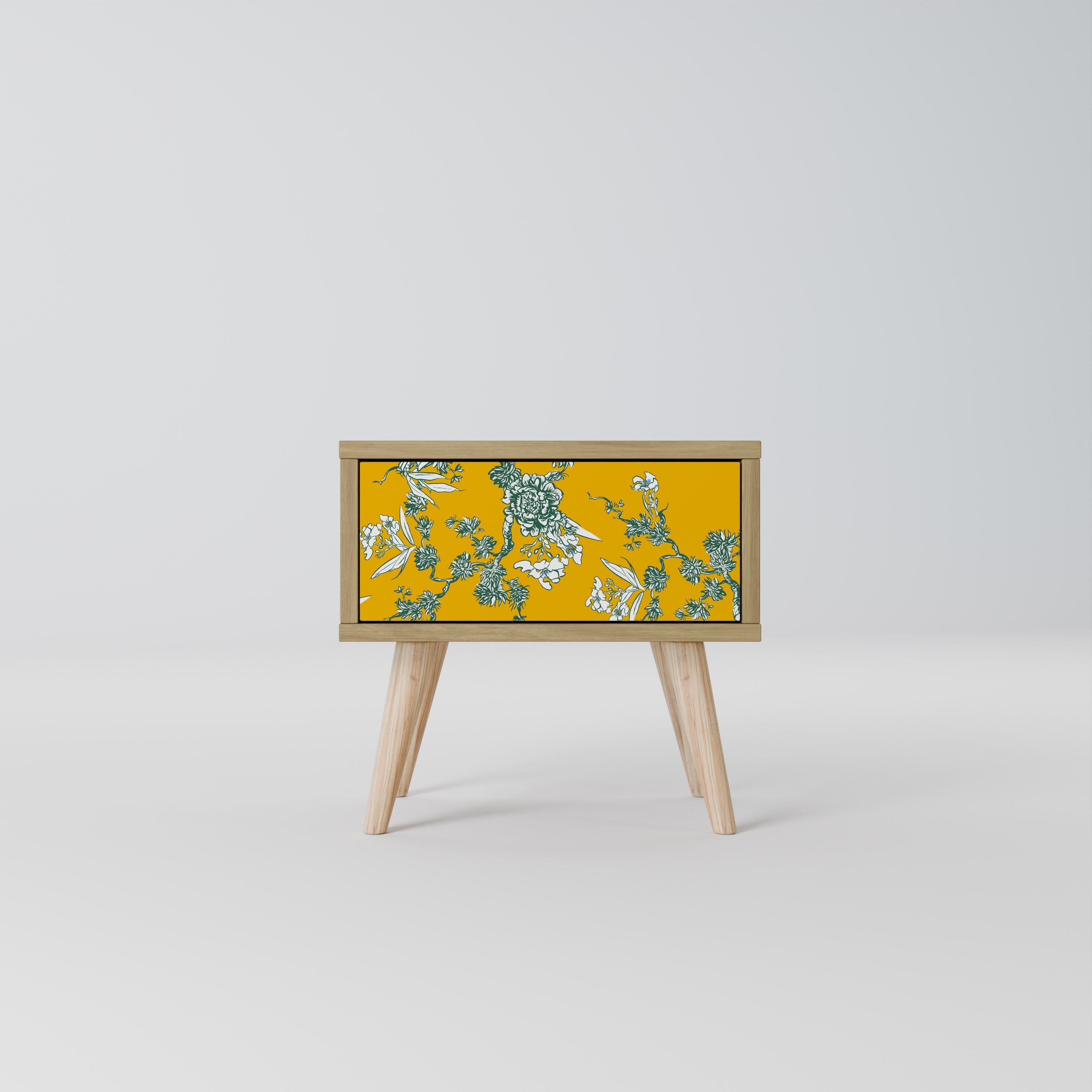 Table de chevet YELLOW CHINOISERIE effet chêne