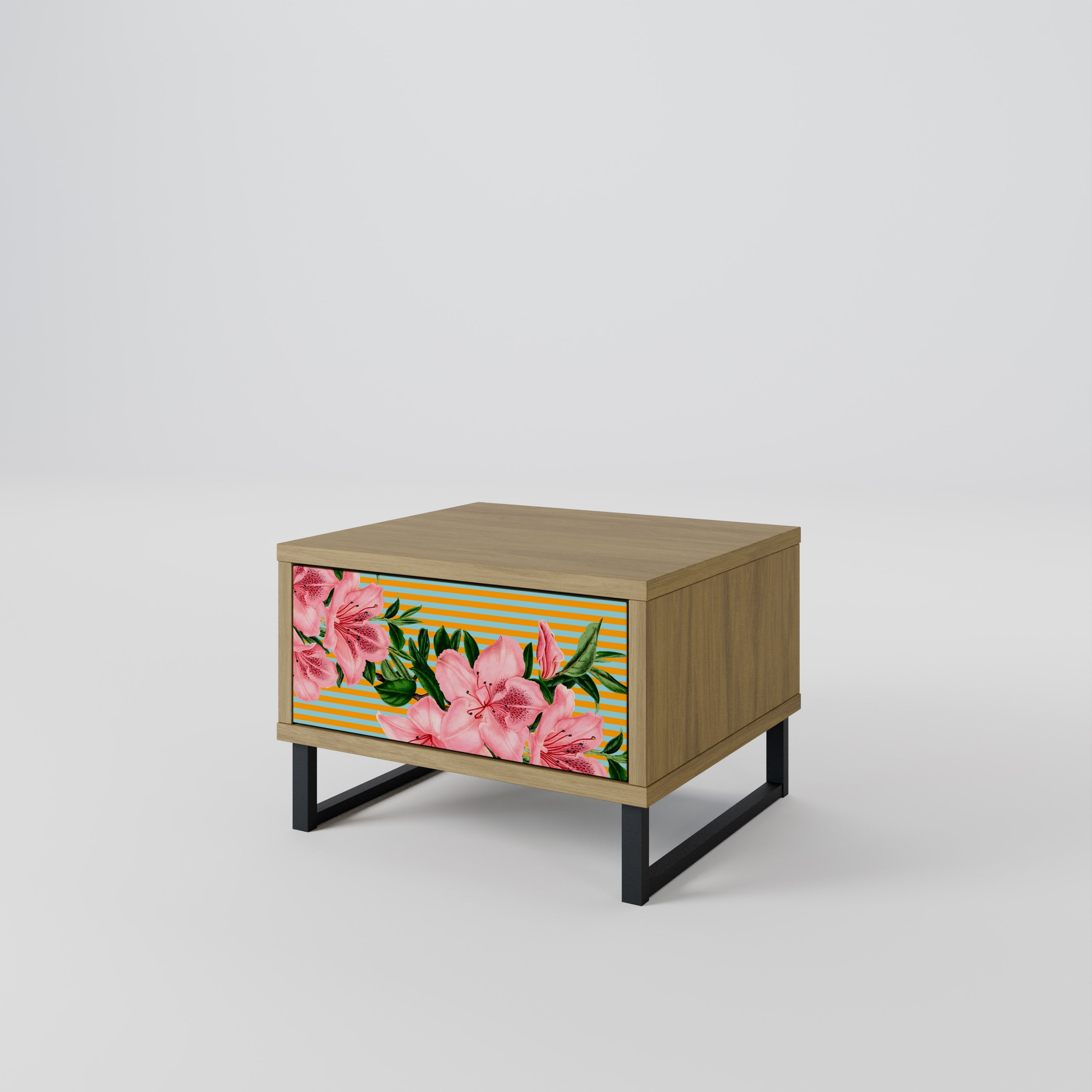 Table de chevet FRAGILE BEAUTY effet chêne