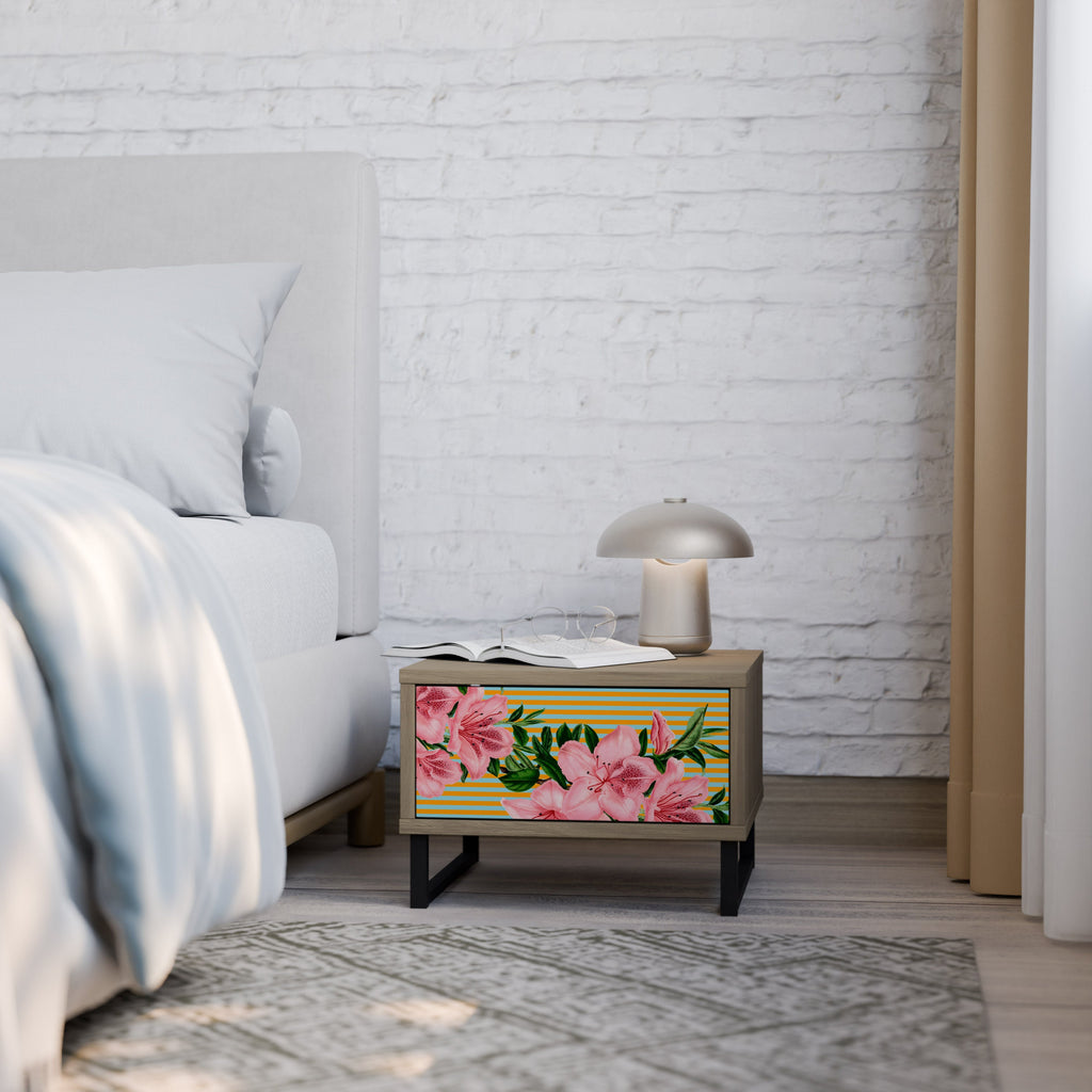 Table de chevet FRAGILE BEAUTY effet chêne