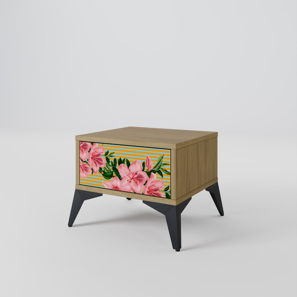 Table de chevet FRAGILE BEAUTY effet chêne