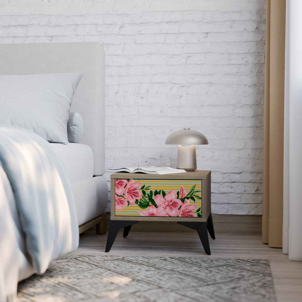 Table de chevet FRAGILE BEAUTY effet chêne