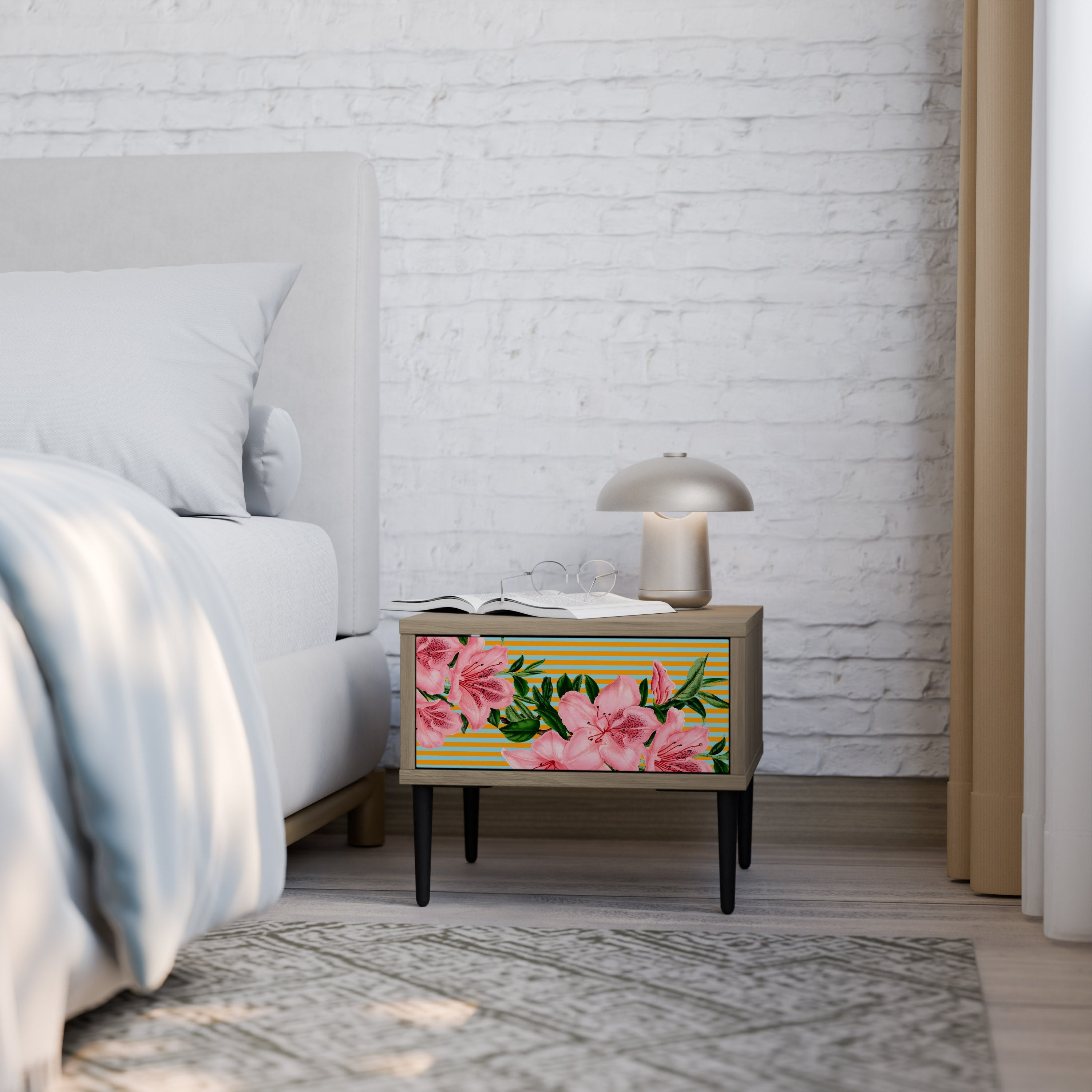 Table de chevet FRAGILE BEAUTY effet chêne