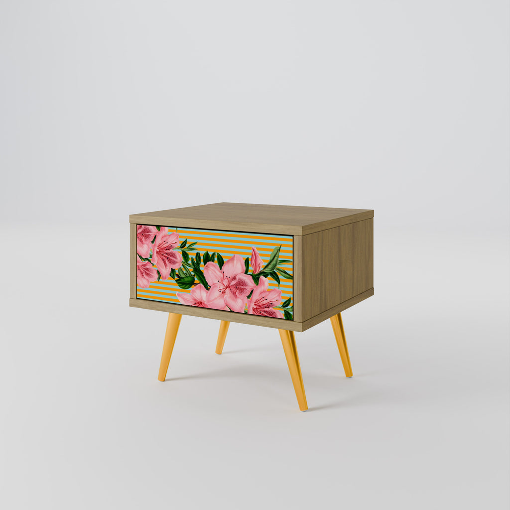 Table de chevet FRAGILE BEAUTY effet chêne